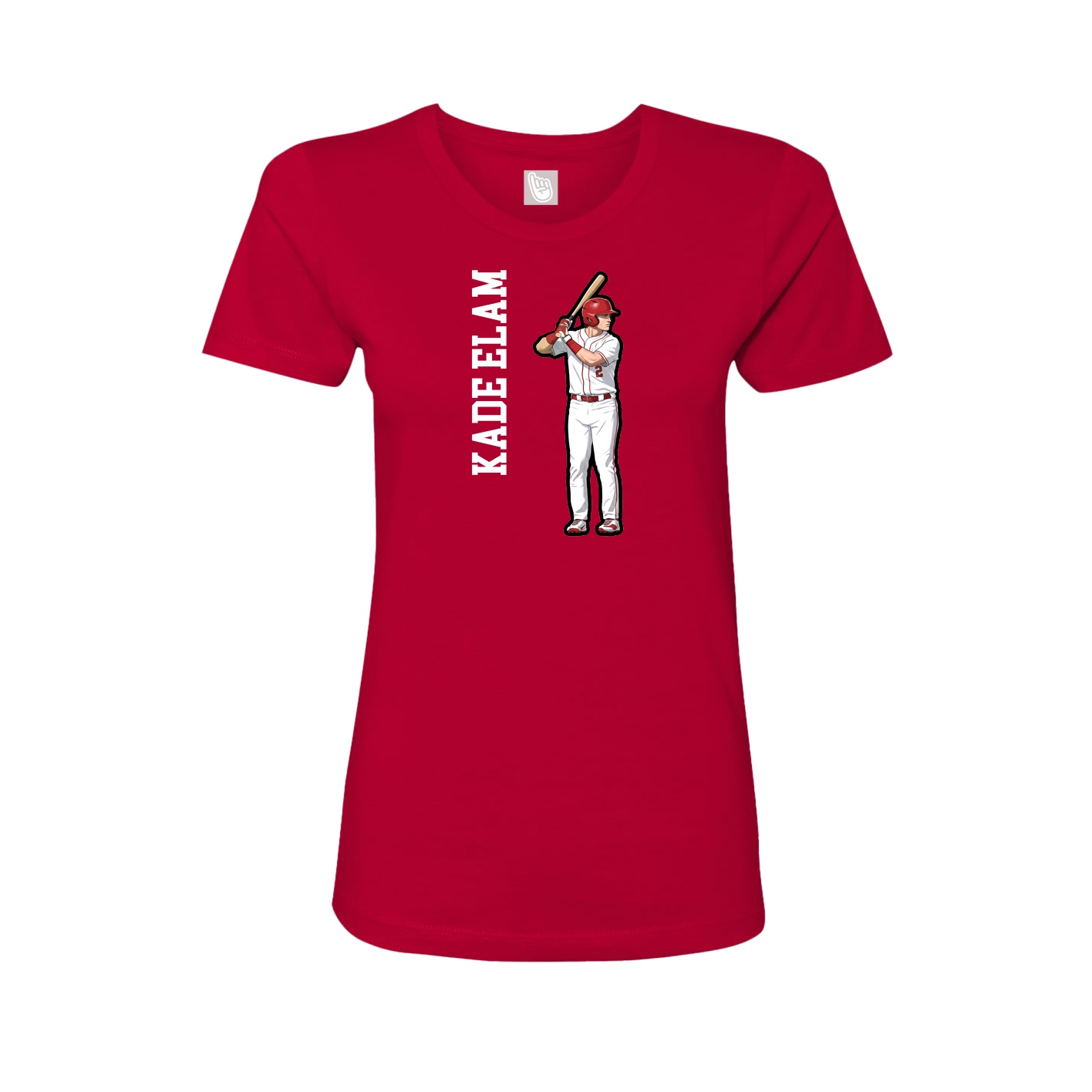 Fitted Women's Tee — Name Vertical in Red