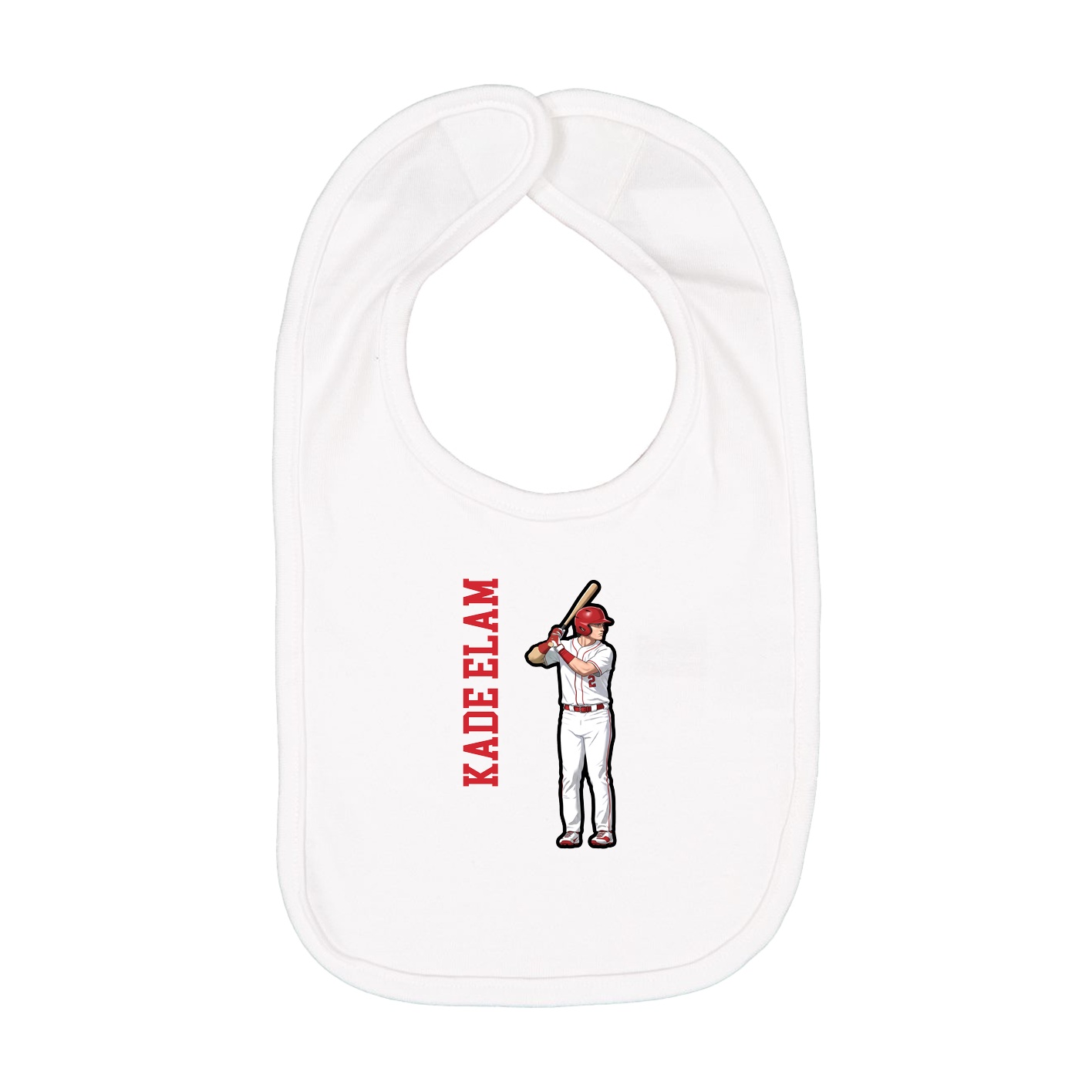 Infant Bib — Name Vertical in White