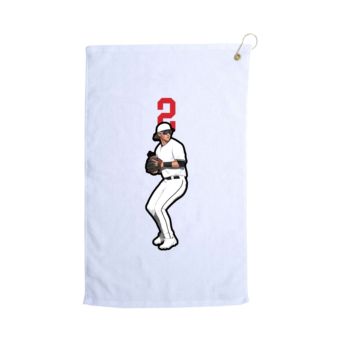 Golf Towel — Number Top in White