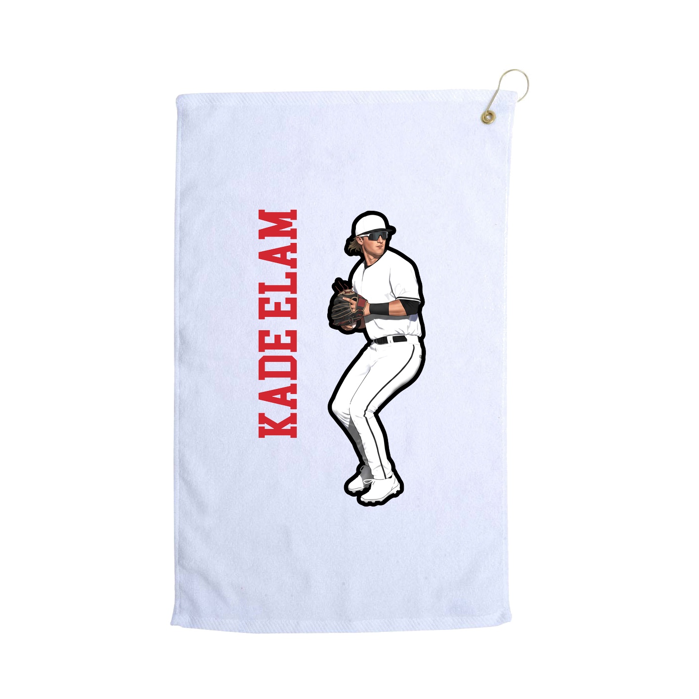 Golf Towel — Name Vertical in White
