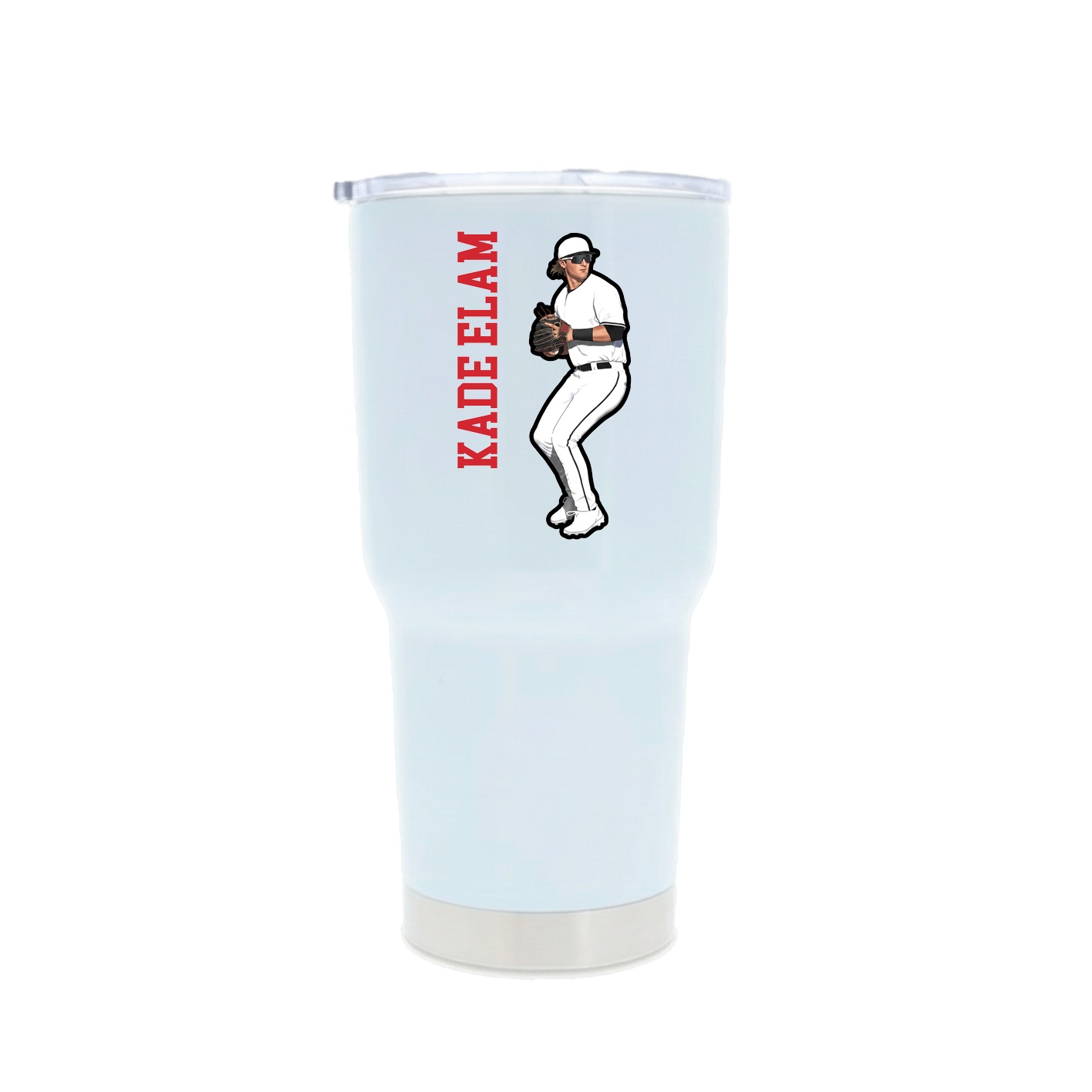 30oz Stainless Steel Tumbler — Name Vertical in White