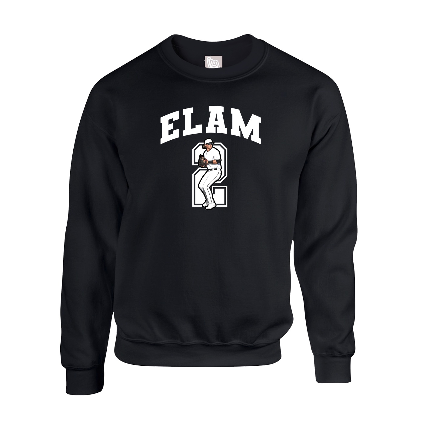 Fleece Crew — Number in Black