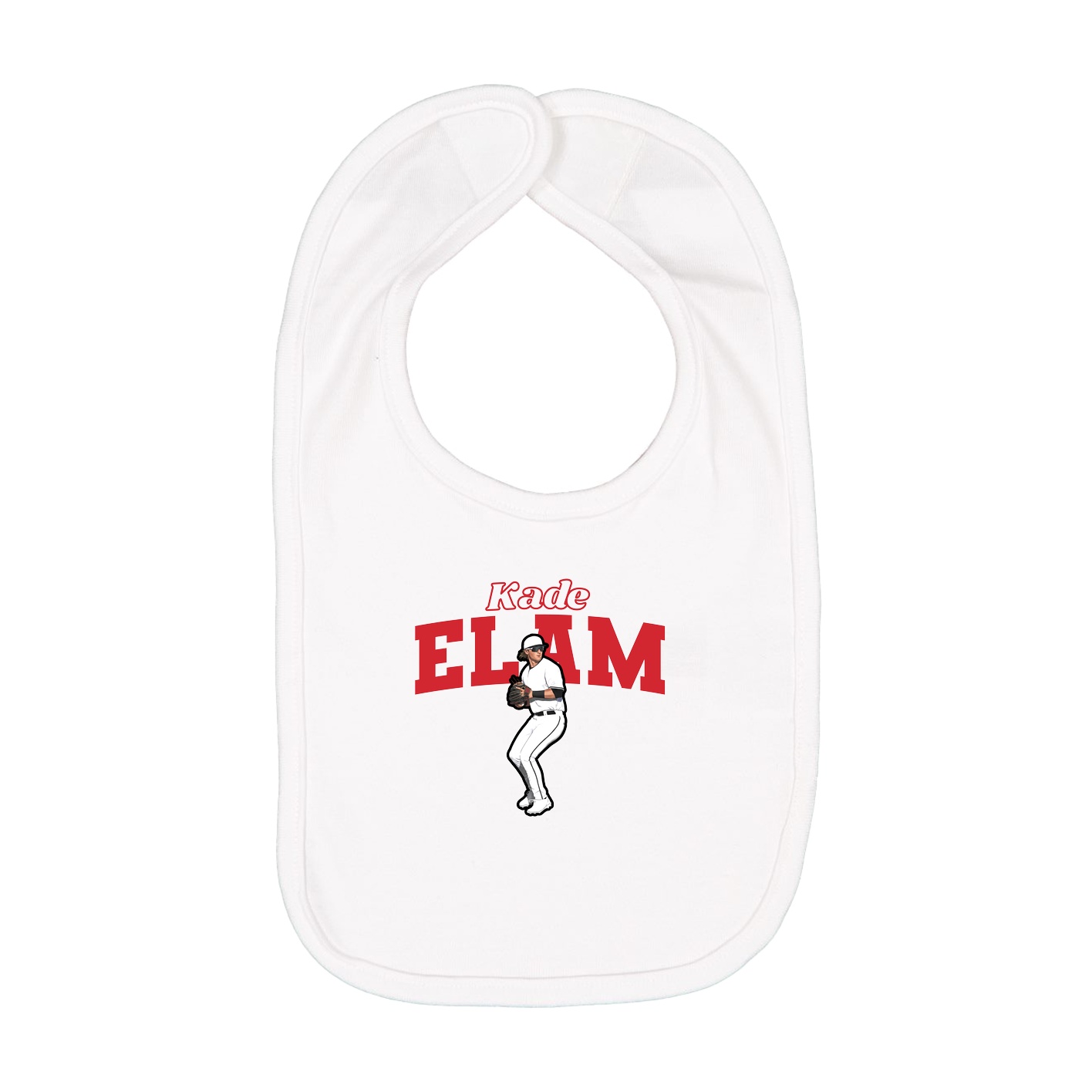 Infant Bib — Name Arch in White