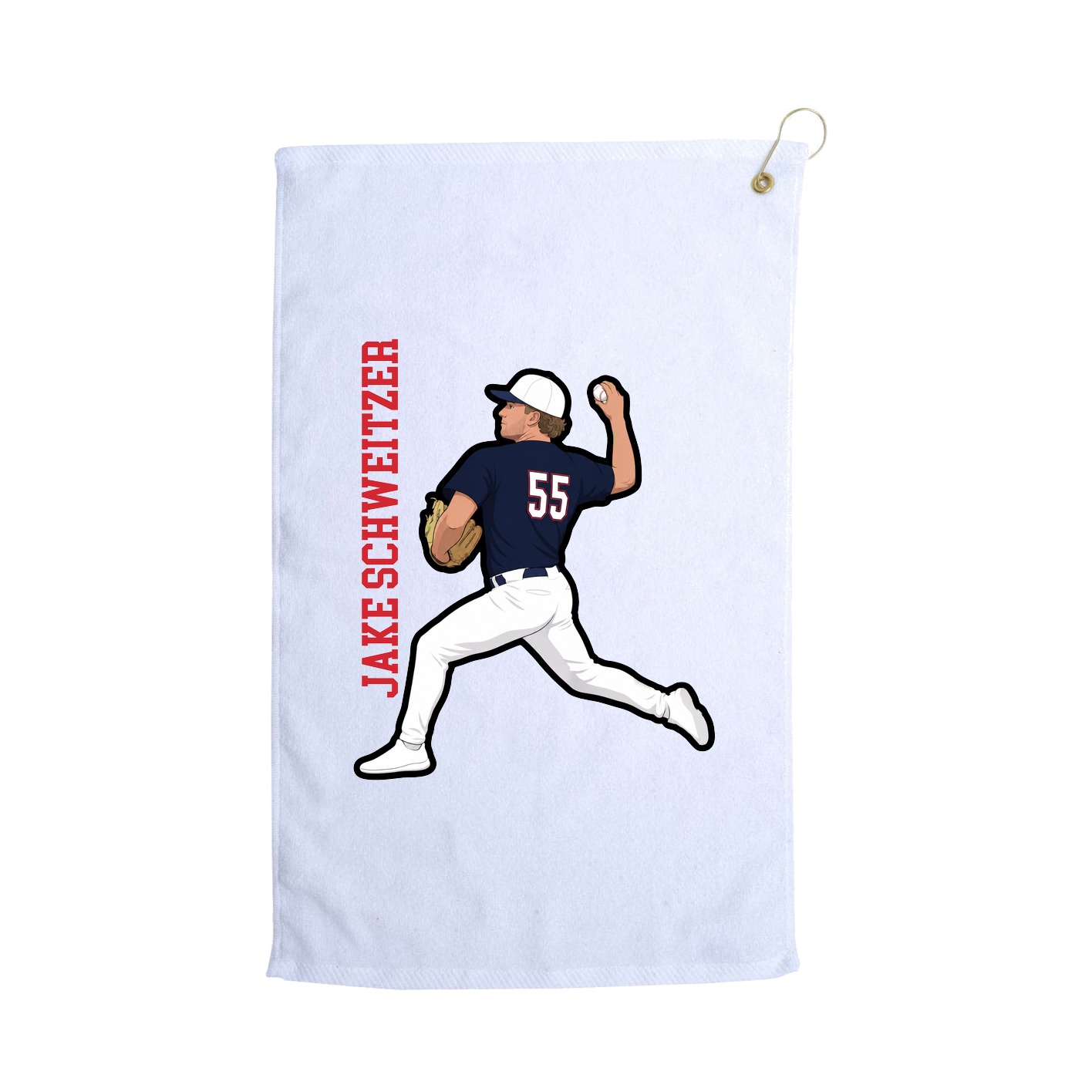 Golf Towel — Name Vertical in White