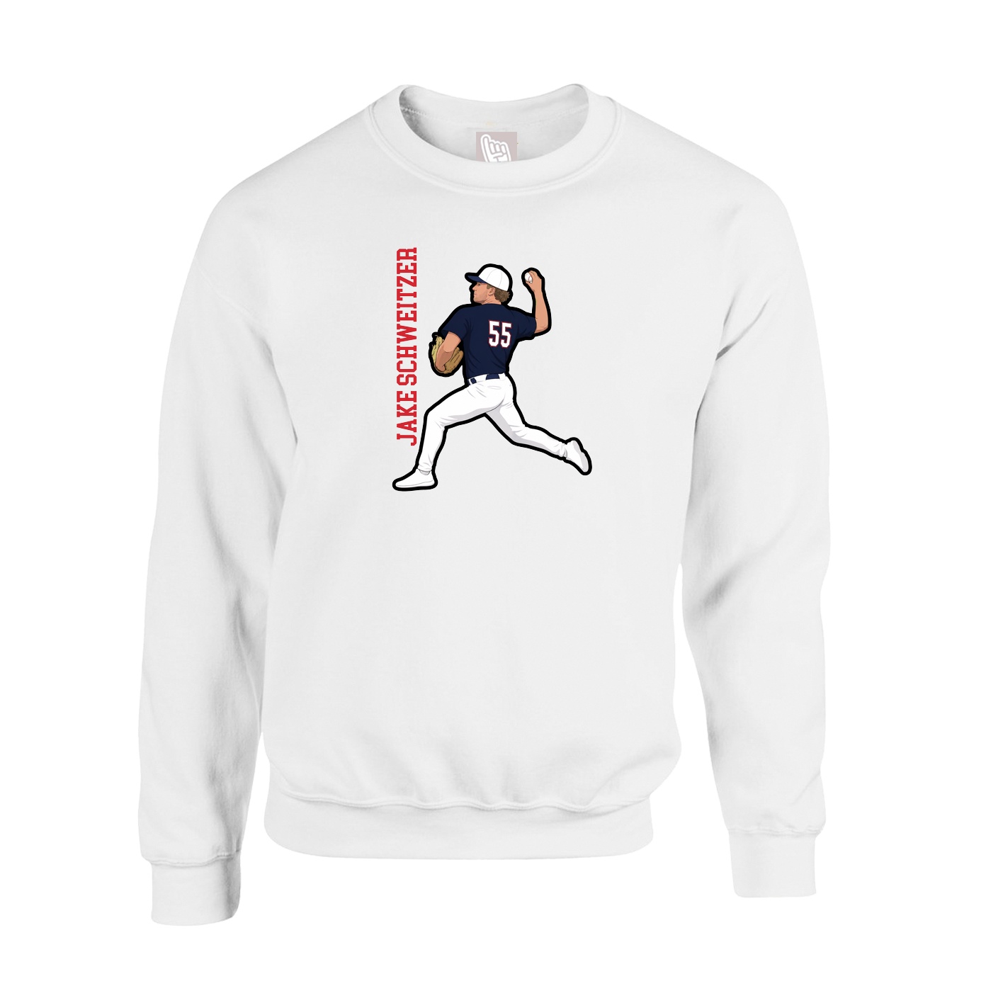 Fleece Crew — Name Vertical in White