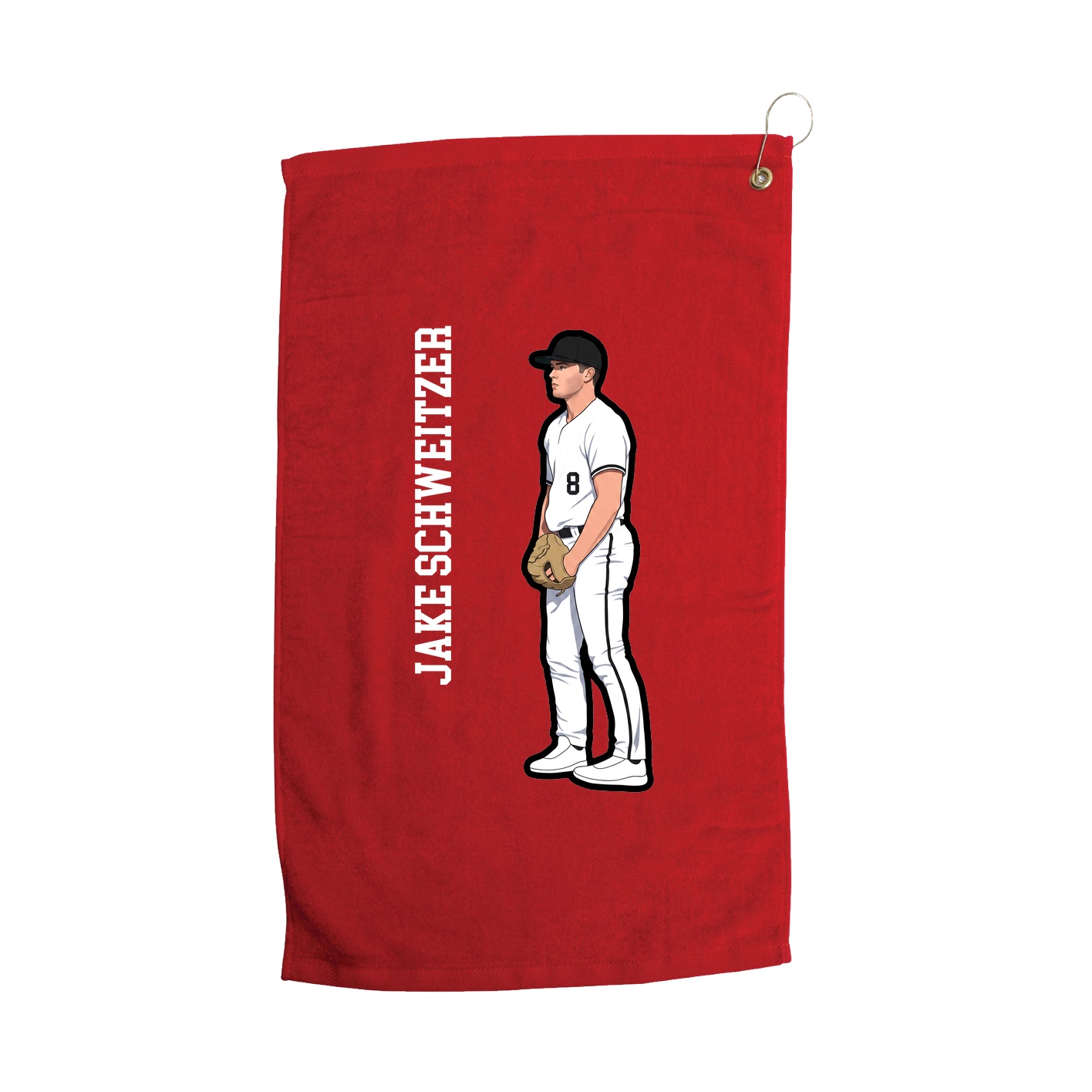 Golf Towel — Name Vertical in Red