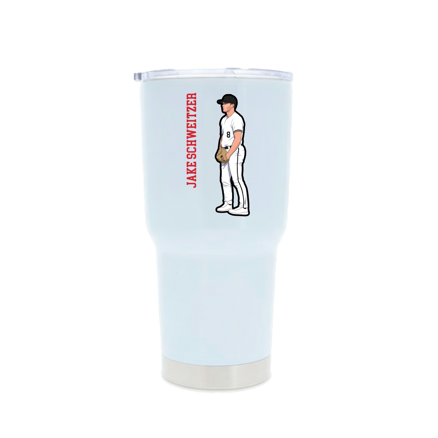 30oz Stainless Steel Tumbler — Name Vertical in White