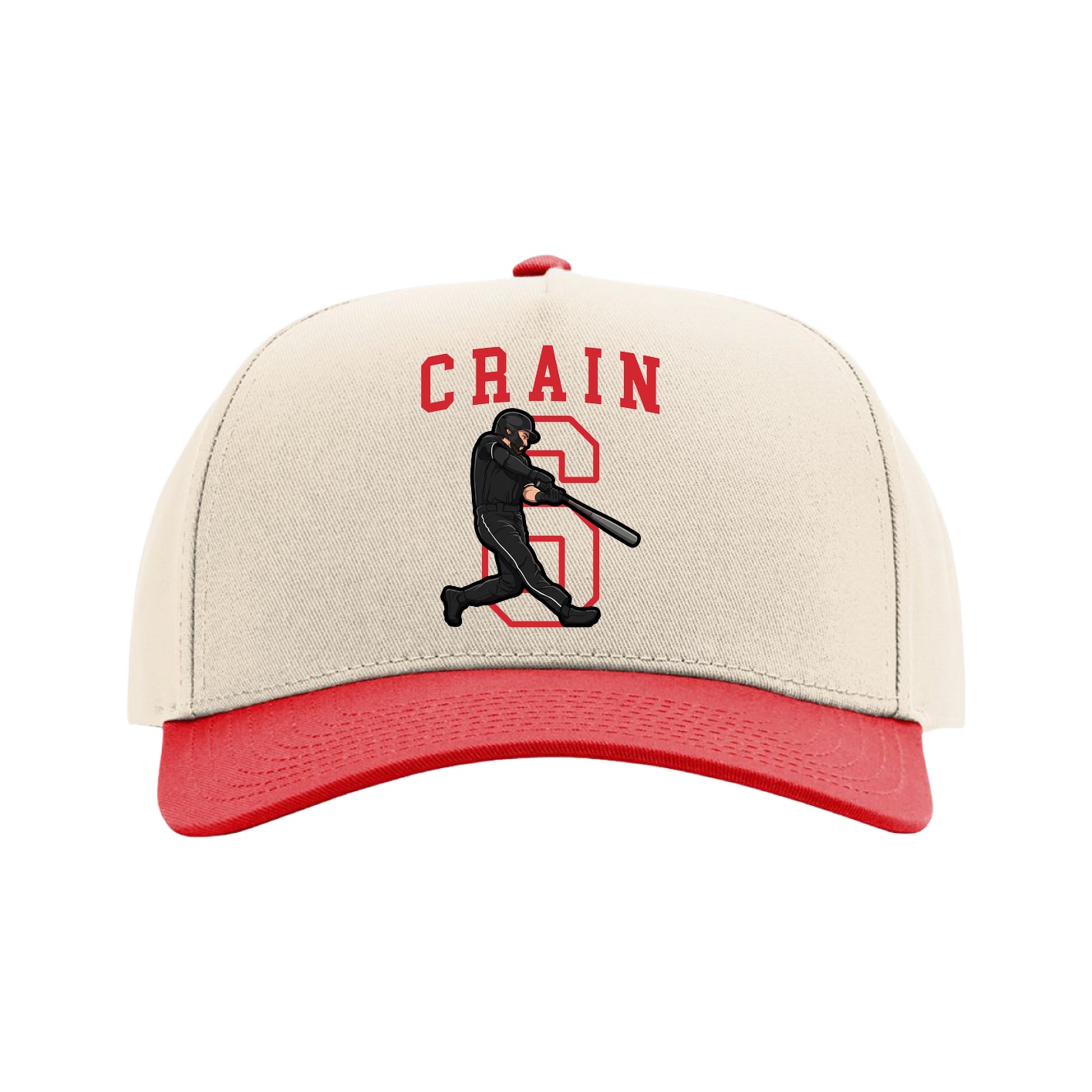Full Fabric Five-Panel Champ Cap — Shirsey in Cream/Red