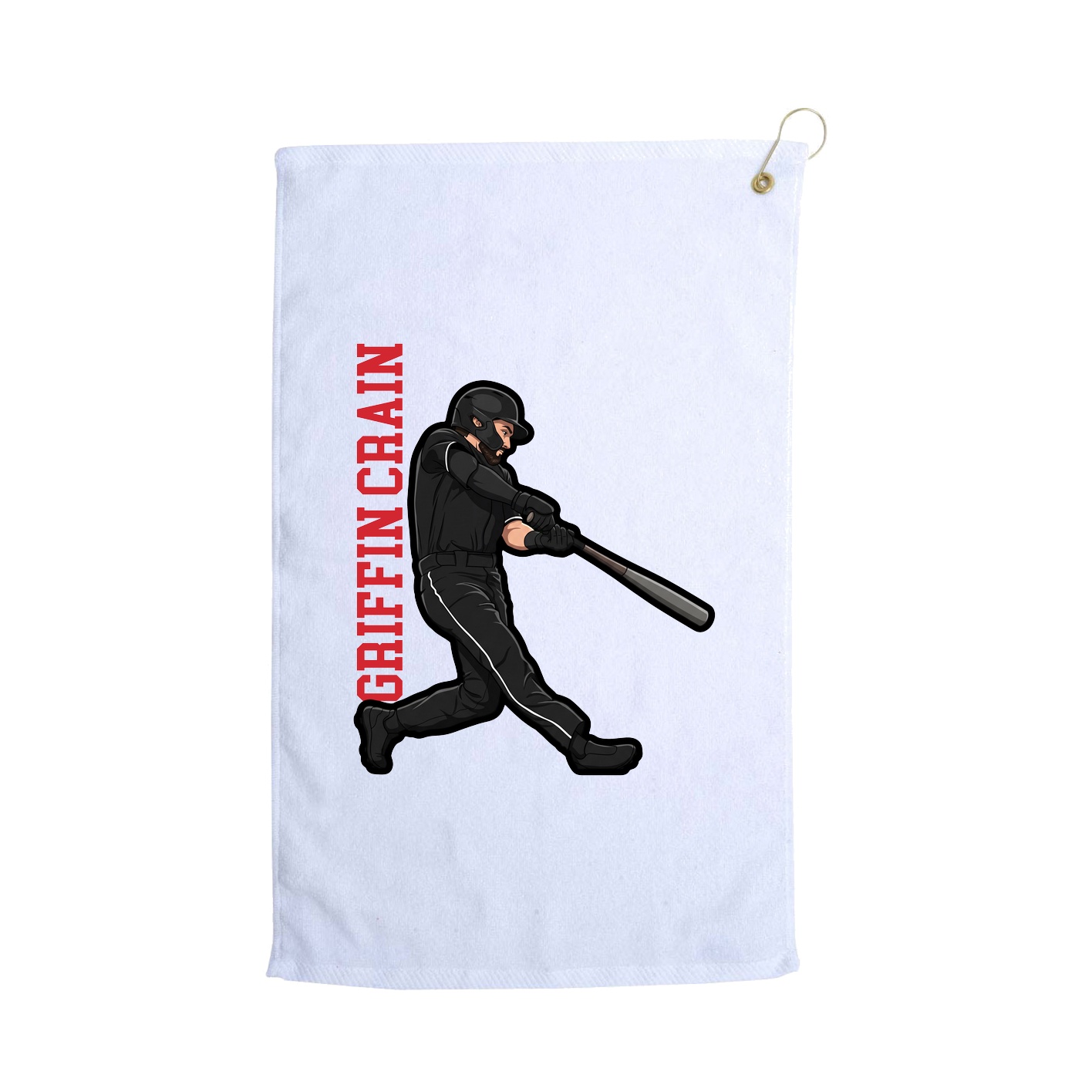 Golf Towel — Name Vertical in White
