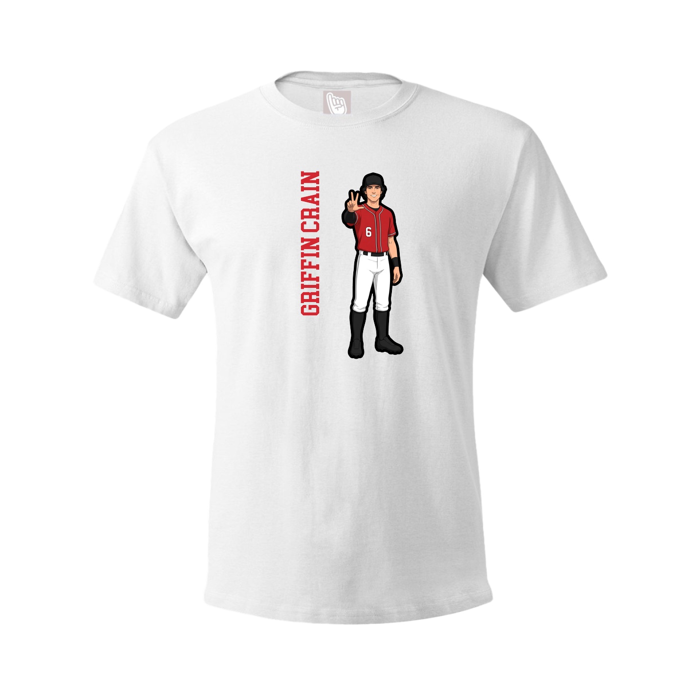 Tee — Name Vertical in White
