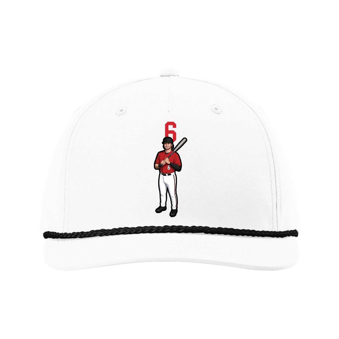 Five-Panel Classic Rope Cap — Number Top in White