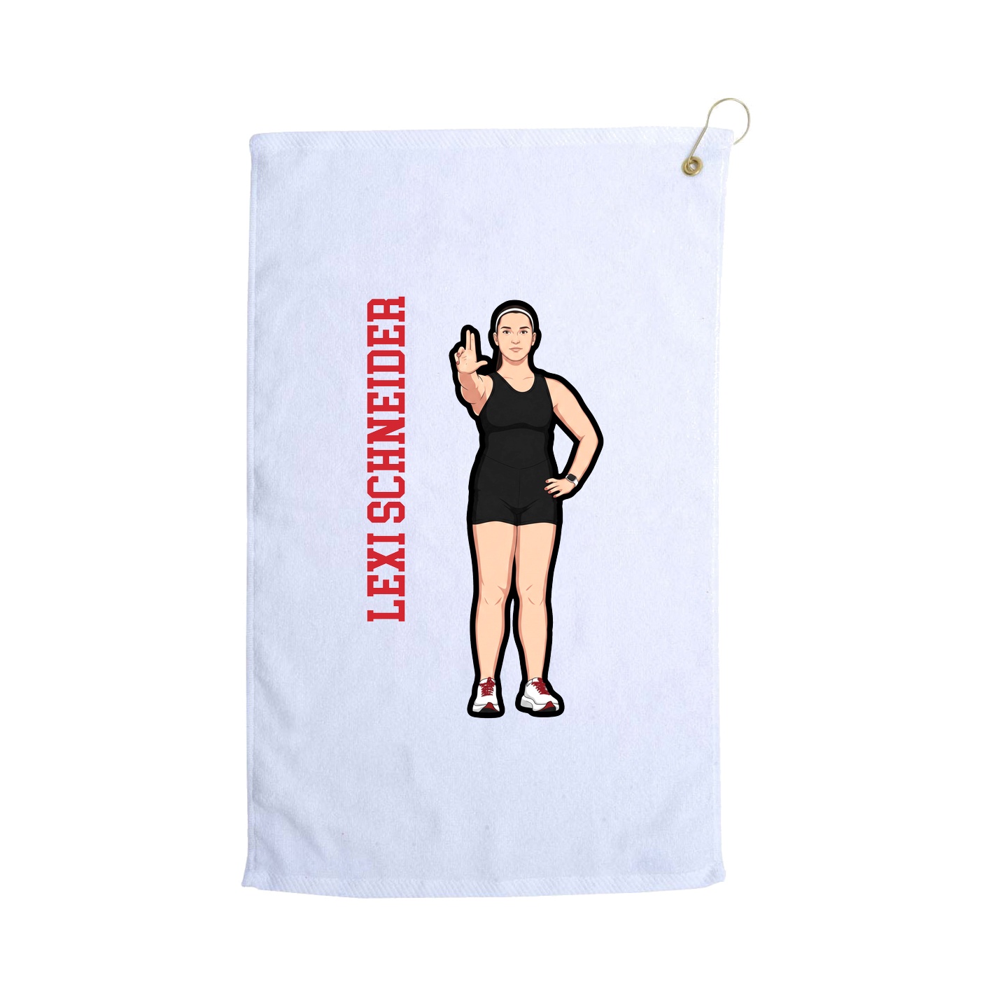 Golf Towel — Name Vertical in White