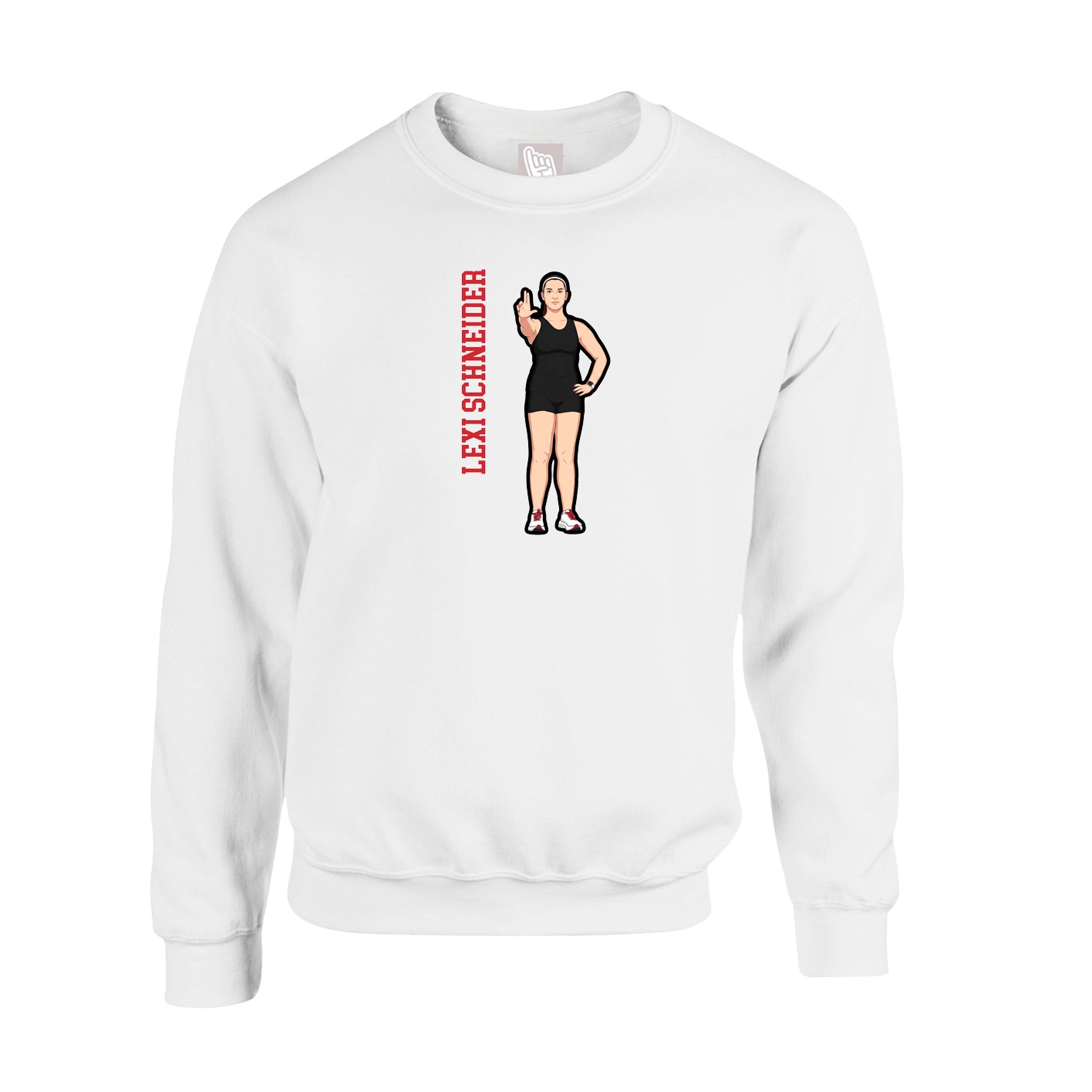 Fleece Crew — Name Vertical in White