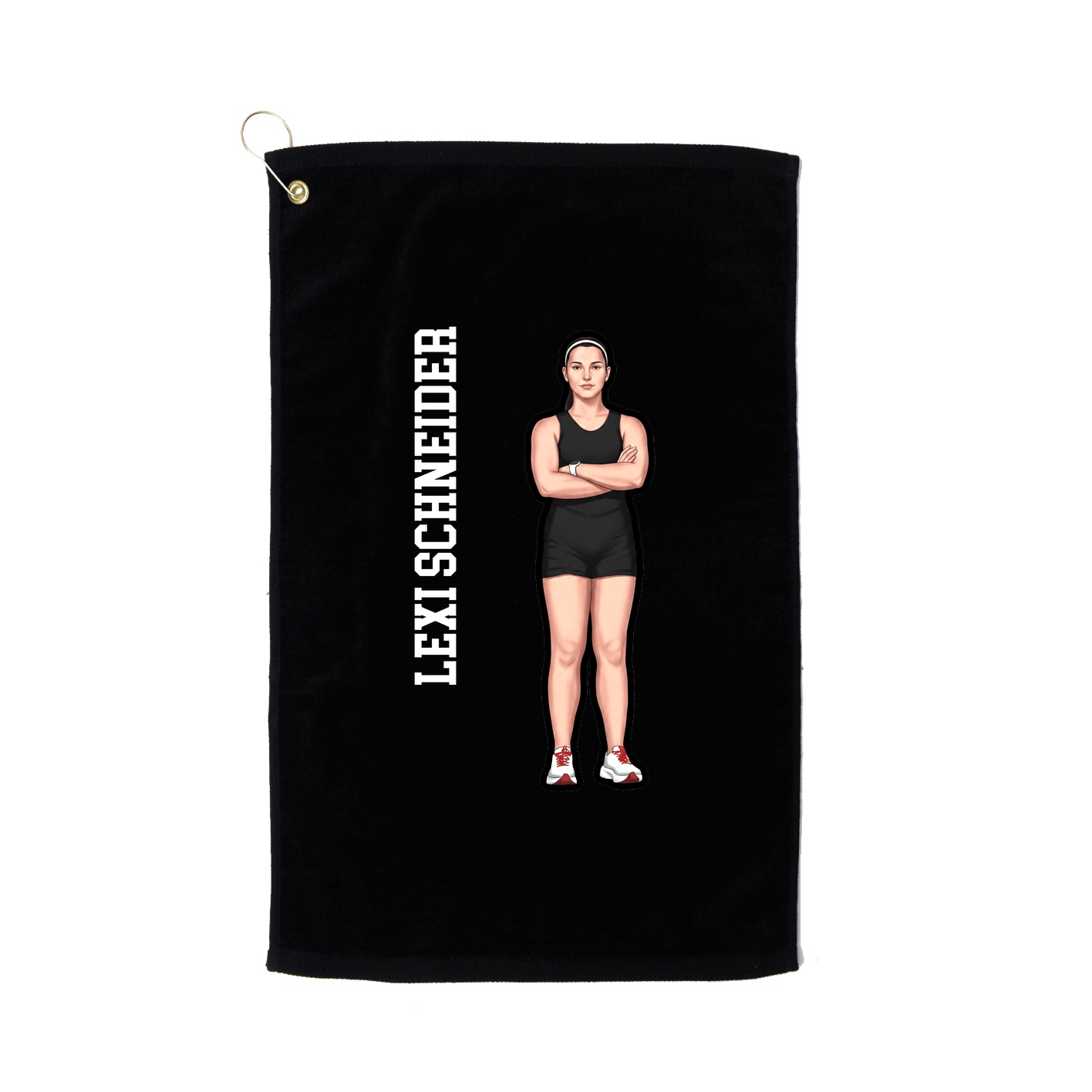 Golf Towel — Name Vertical in Black