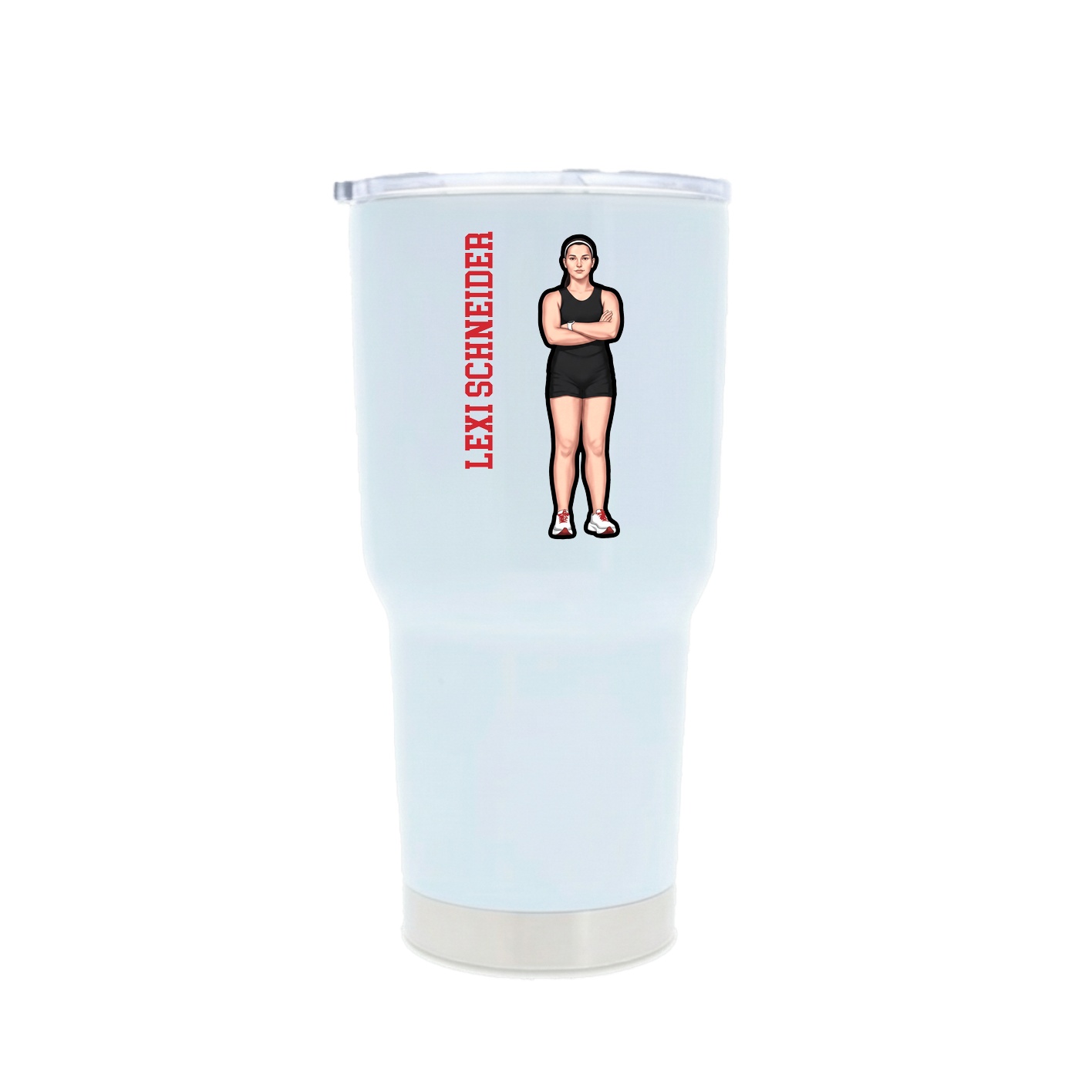 30oz Stainless Steel Tumbler — Name Vertical in White