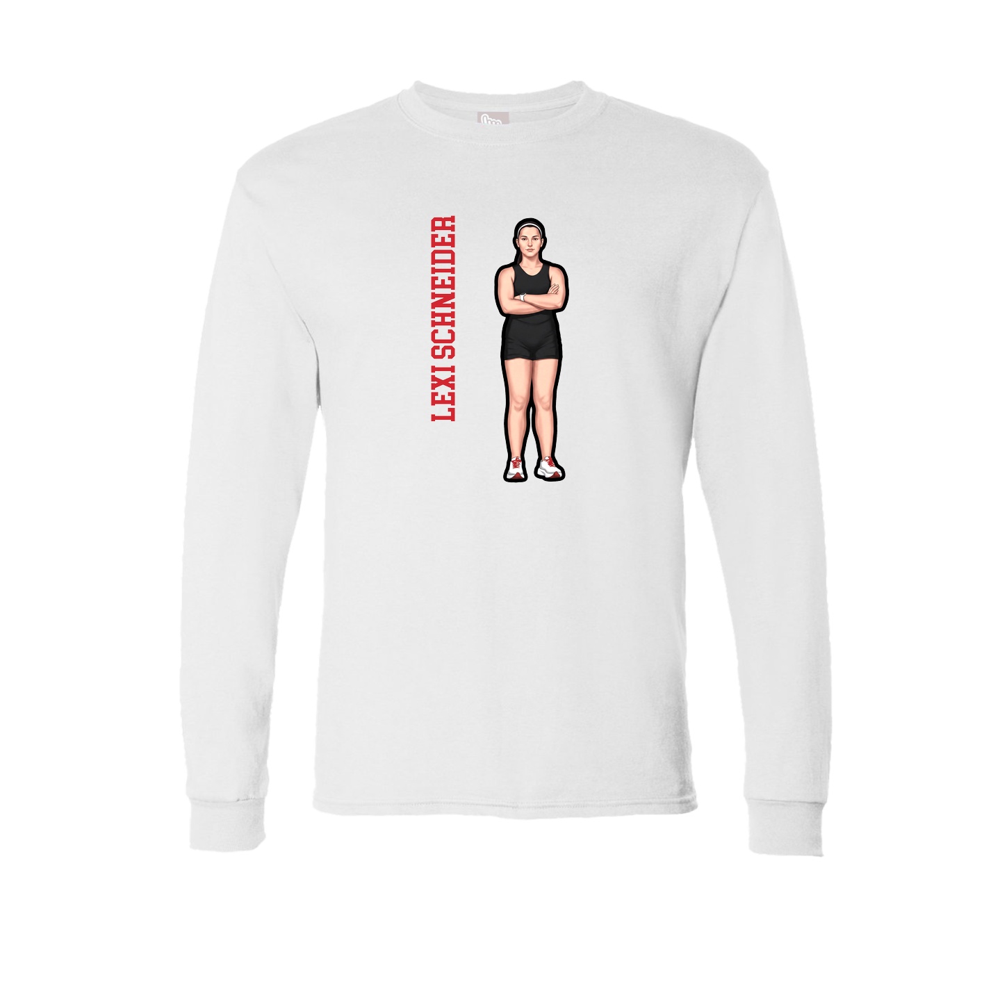 Long Sleeve Tee — Name Vertical in White