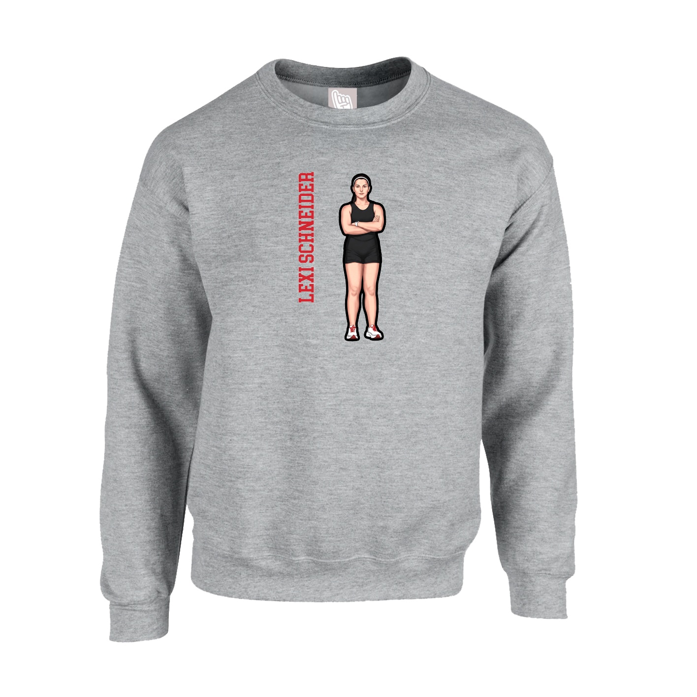 Fleece Crew — Name Vertical in Grey