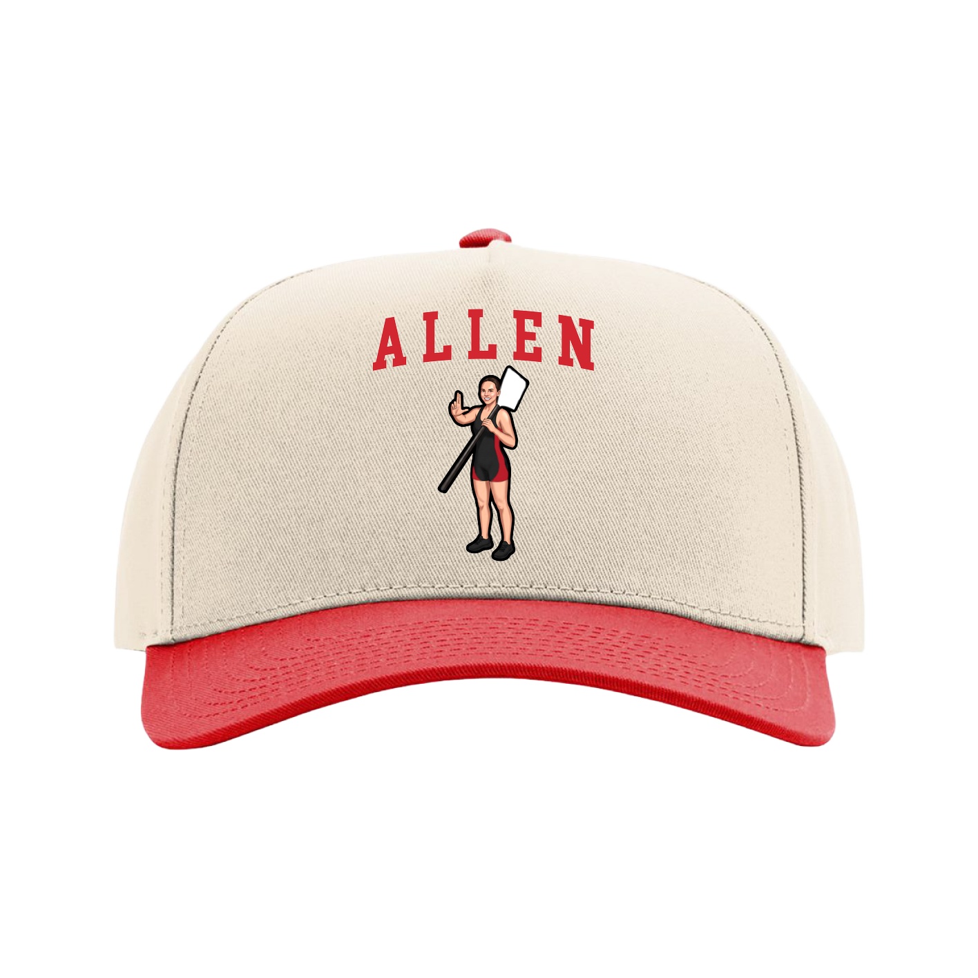 Full Fabric Five-Panel Champ Cap — Shirsey in Cream/Red