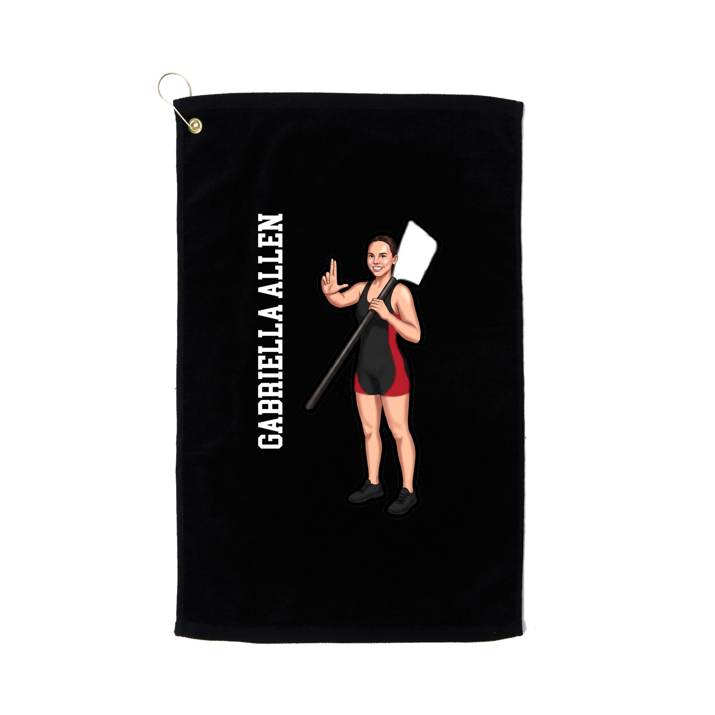 Golf Towel — Name Vertical in Black