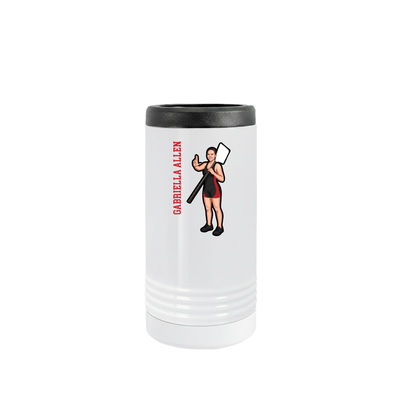 Slim Beverage Holder — Name Vertical in White