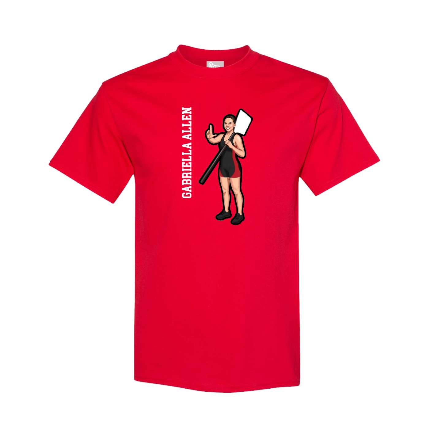 Tee — Name Vertical in Red