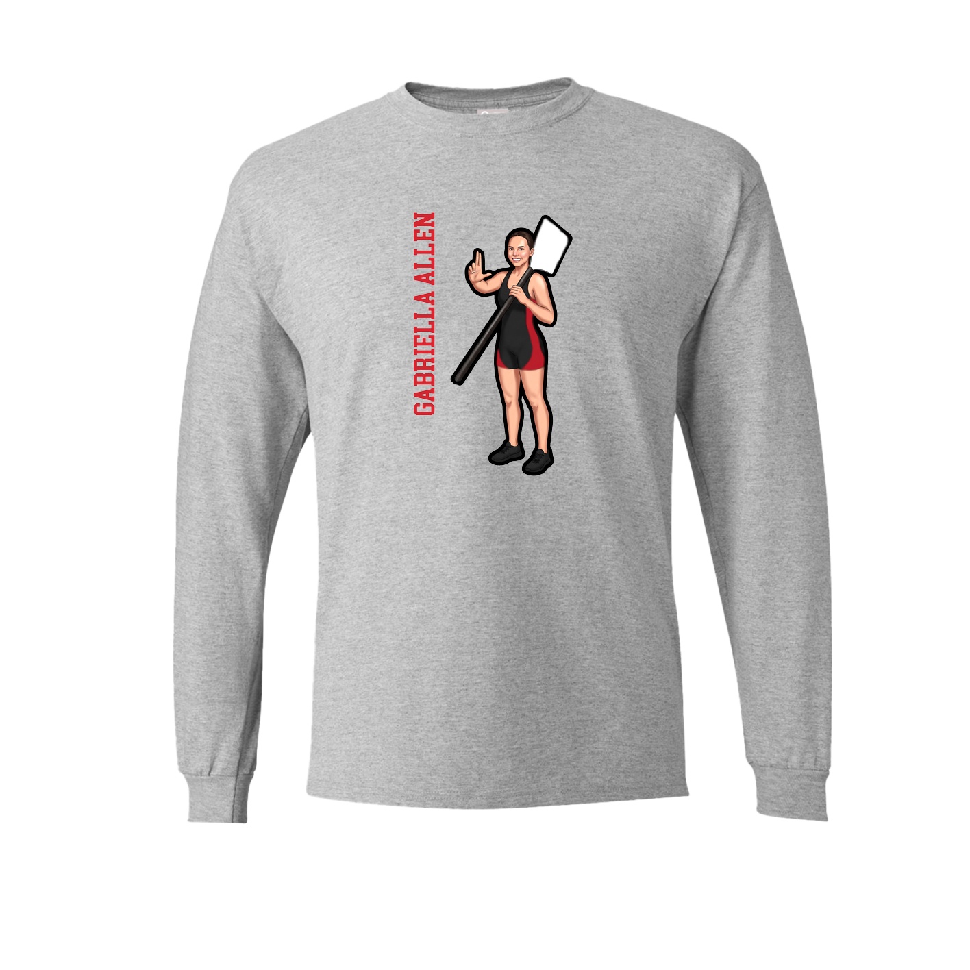 Long Sleeve Tee — Name Vertical in Grey