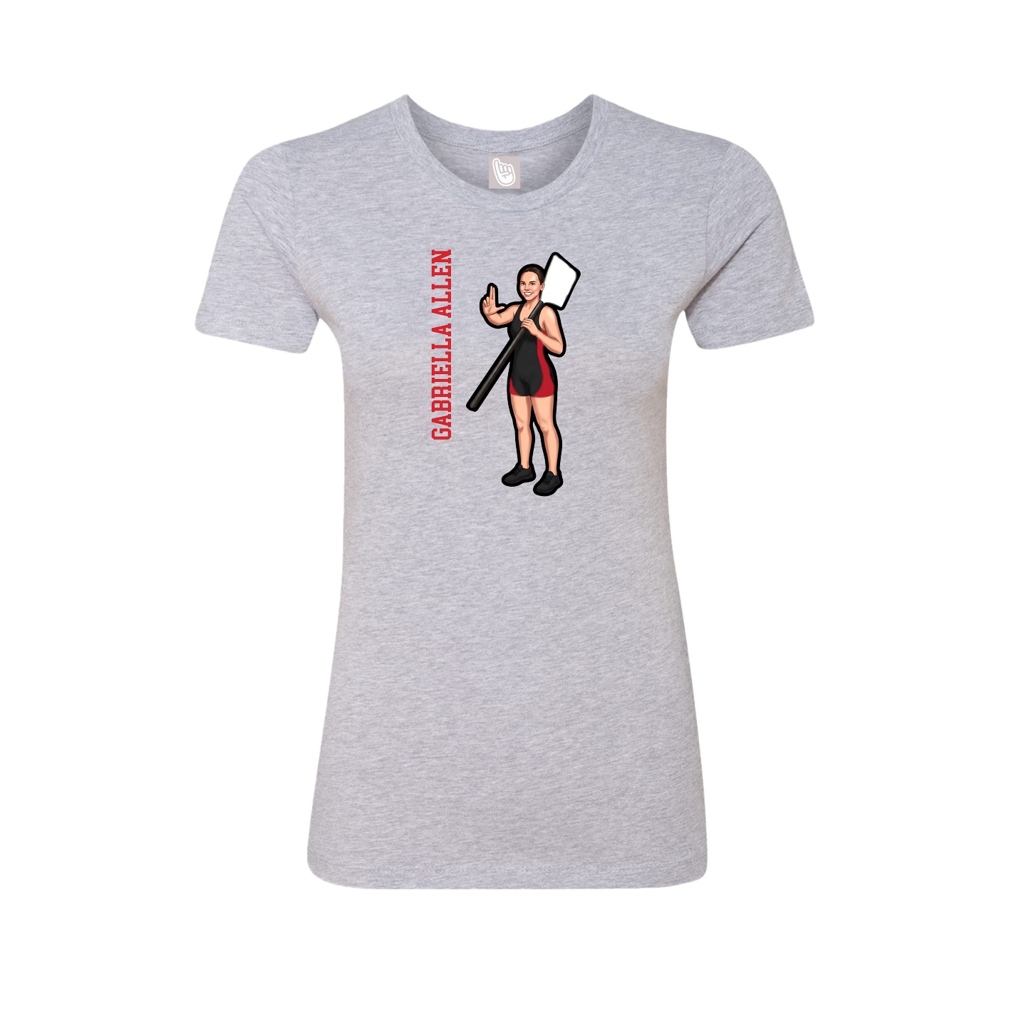 Womens Tee — Name Vertical in Grey