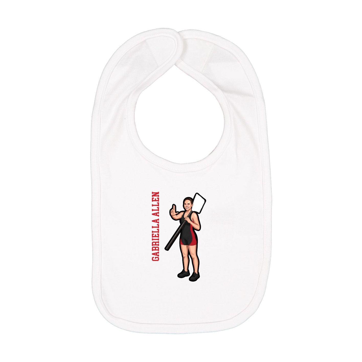 Infant Bib — Name Vertical in White