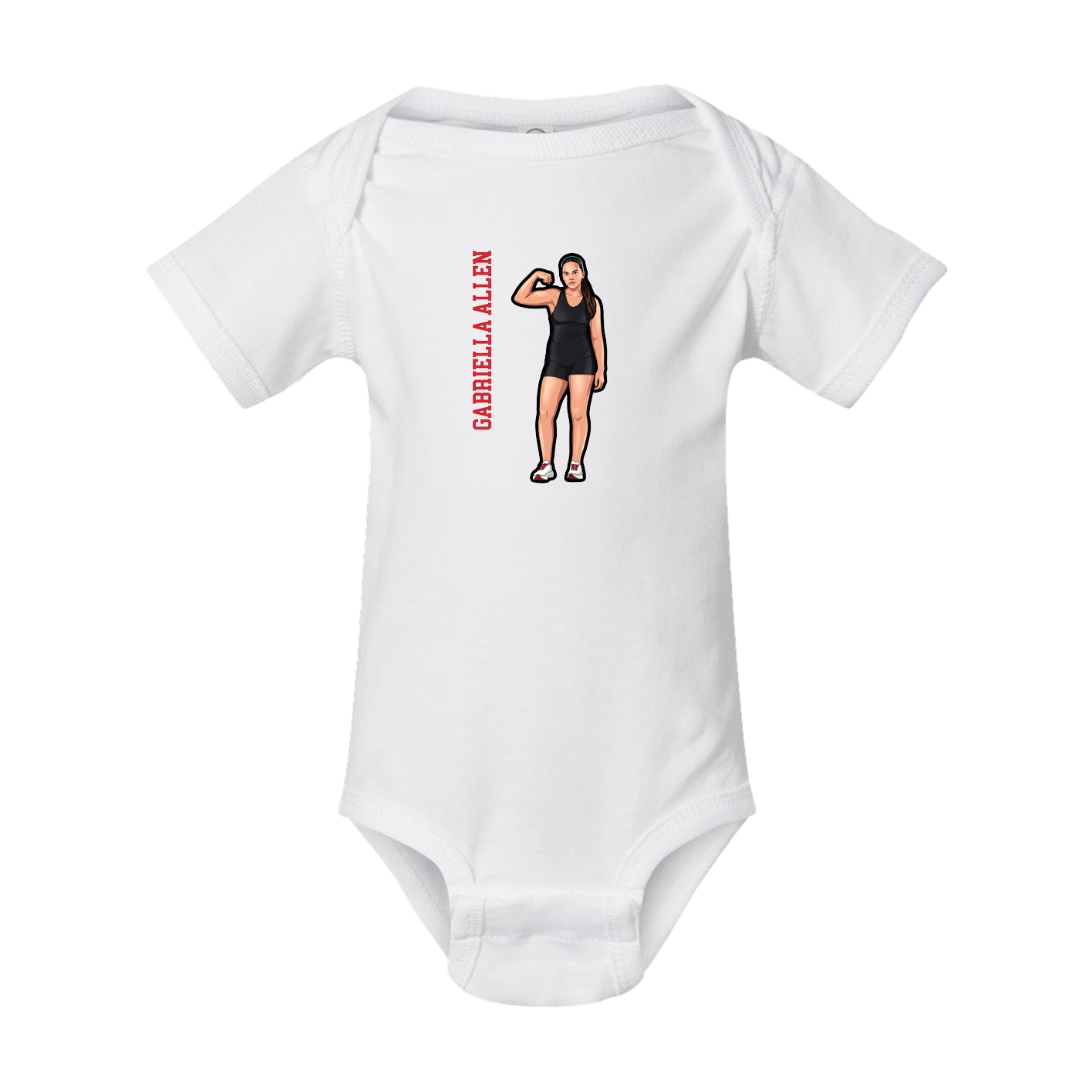 Baby Onesie — Name Vertical in White