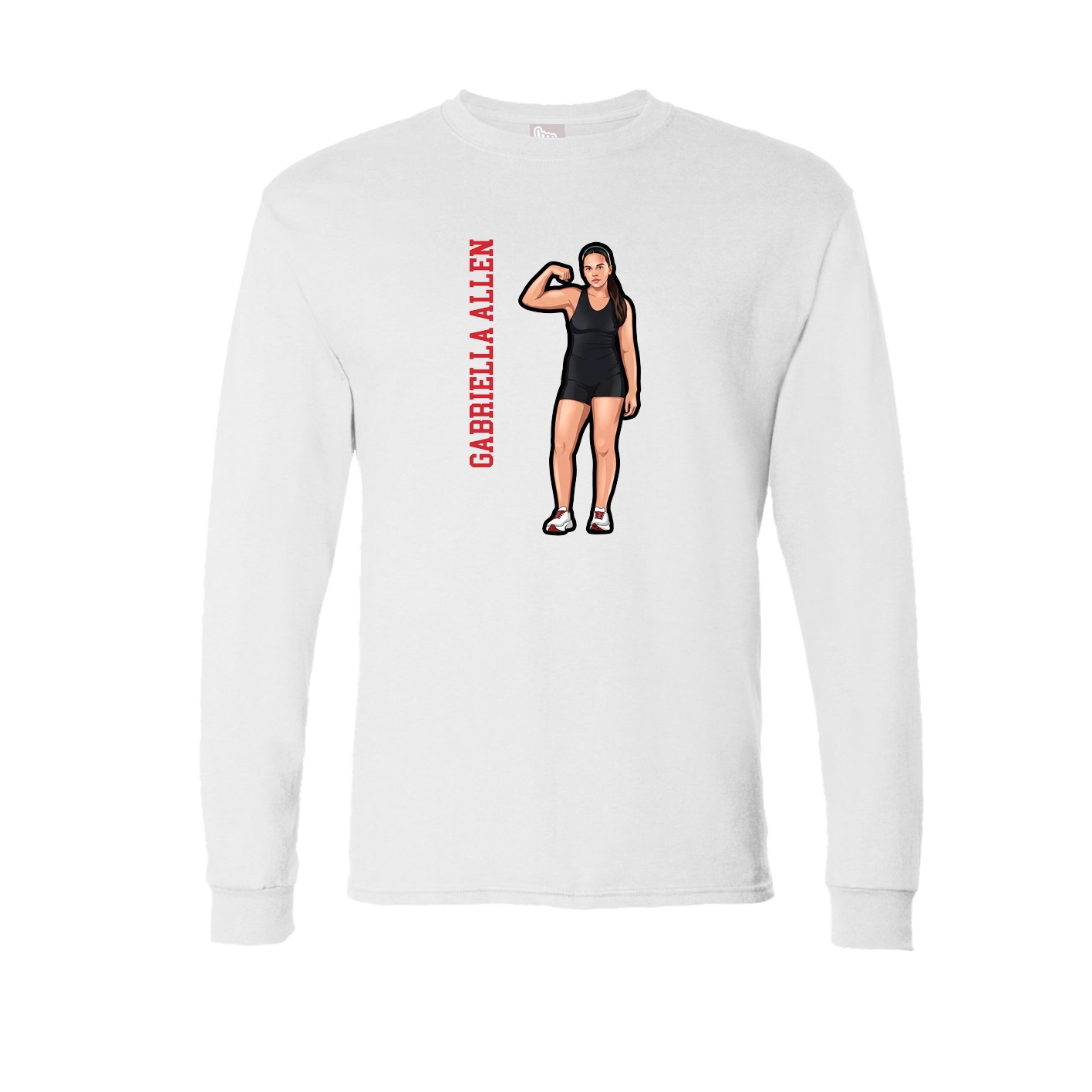 Long Sleeve Tee — Name Vertical in White