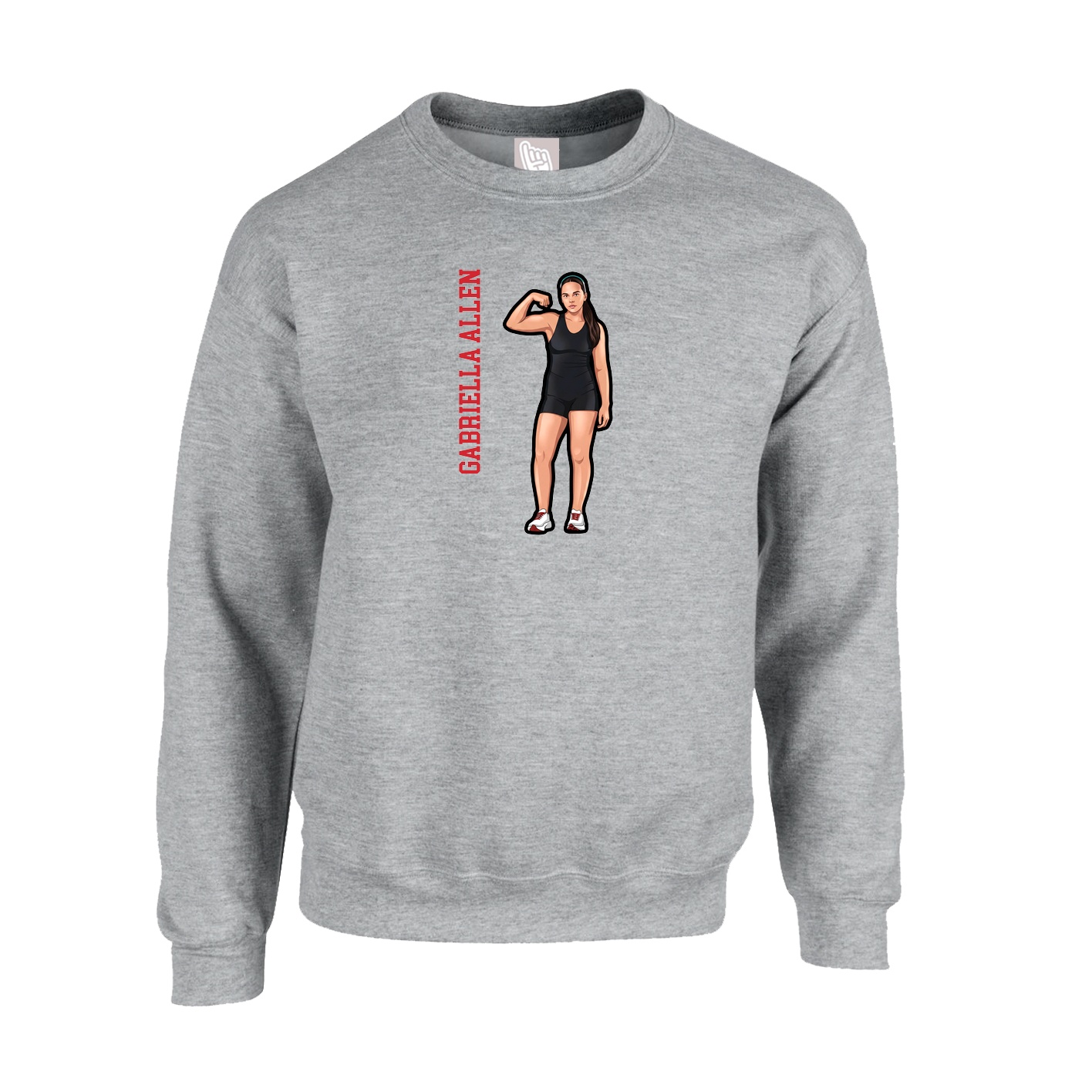 Fleece Crew — Name Vertical in Grey