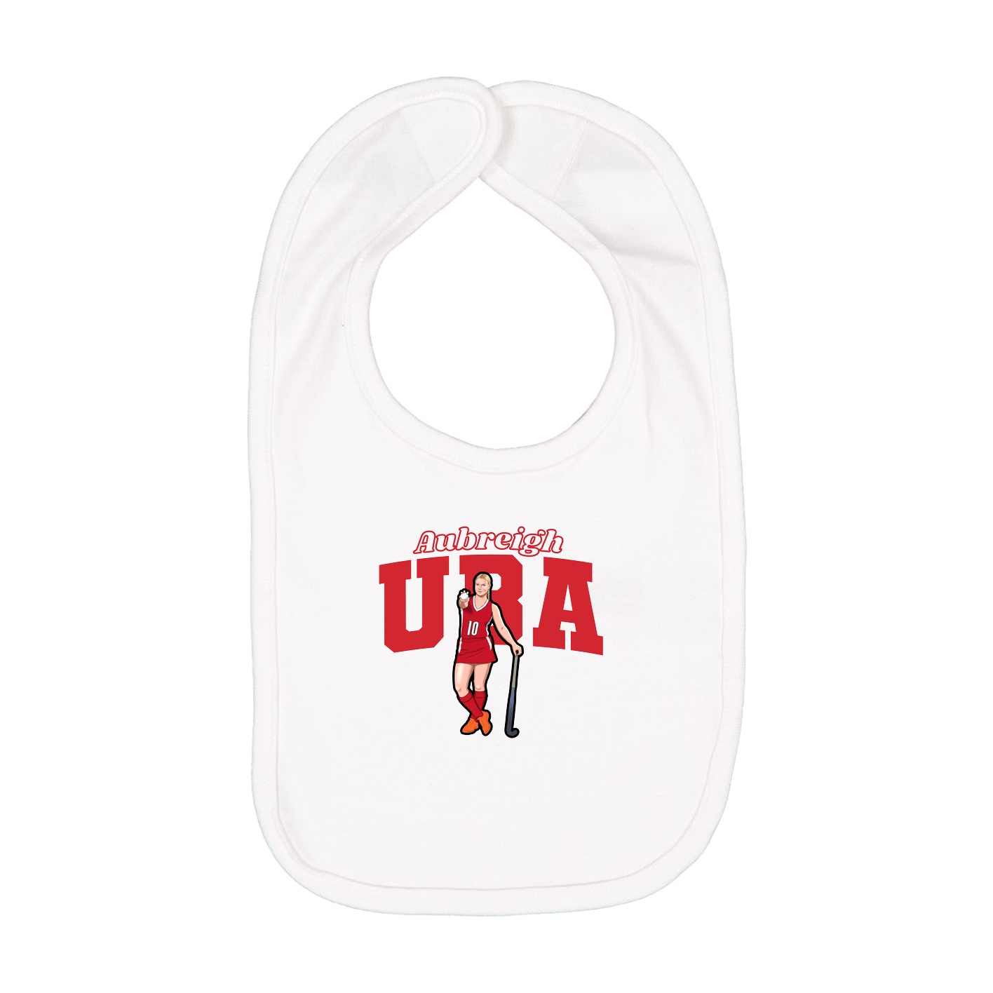 Infant Bib — Name Arch in White