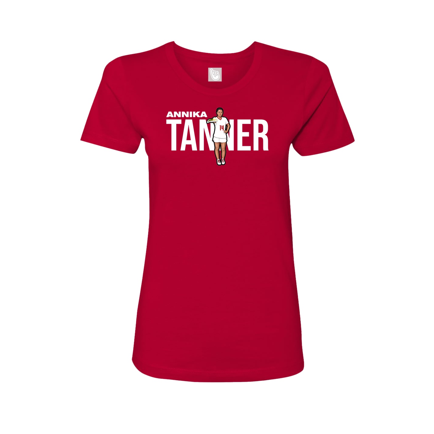 Fitted Women's Tee — Player Name in Red