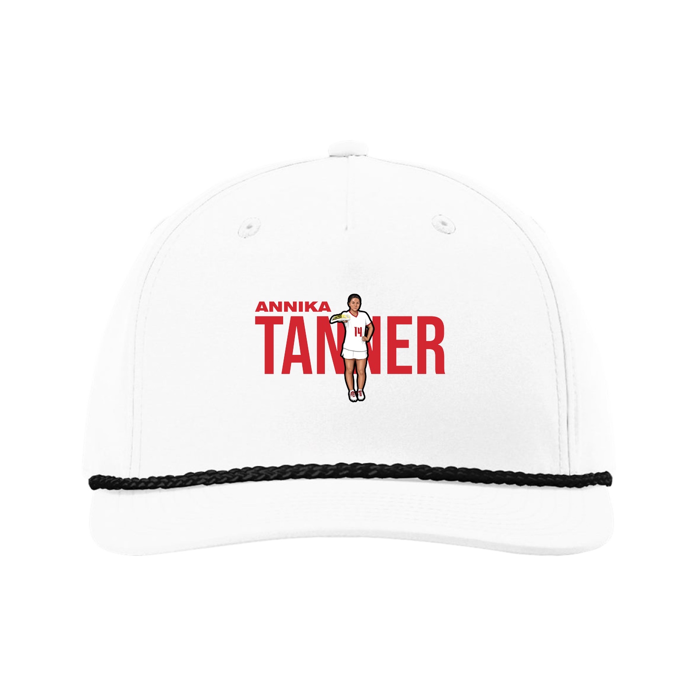Five-Panel Classic Rope Cap — Player Name in White