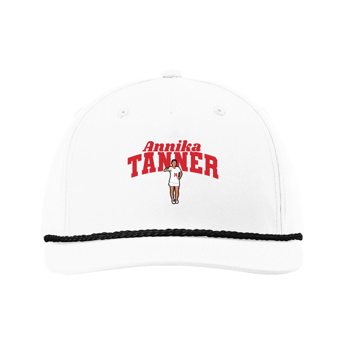 Five-Panel Classic Rope Cap — Signature Arch in White