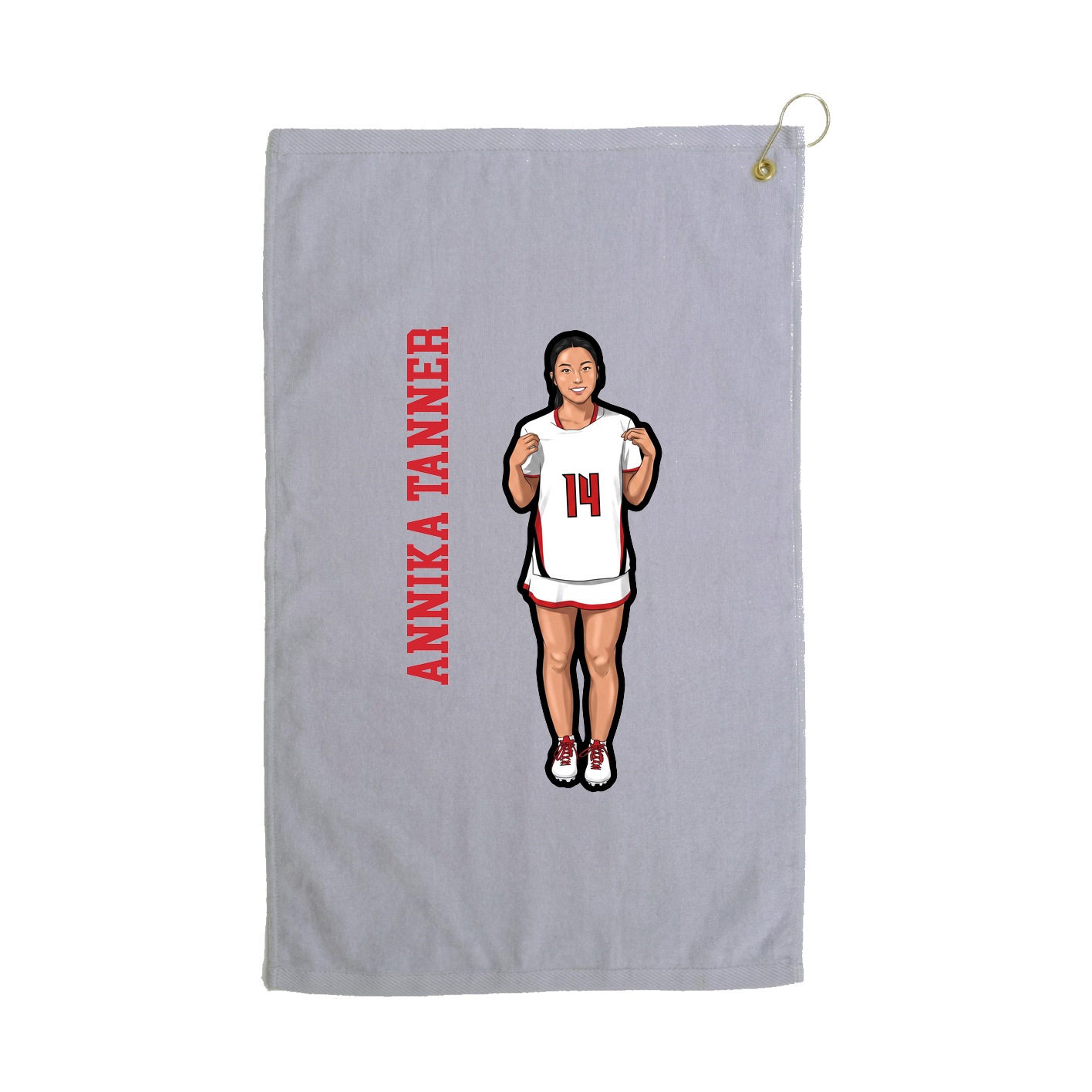 Golf Towel — Name Vertical in Grey