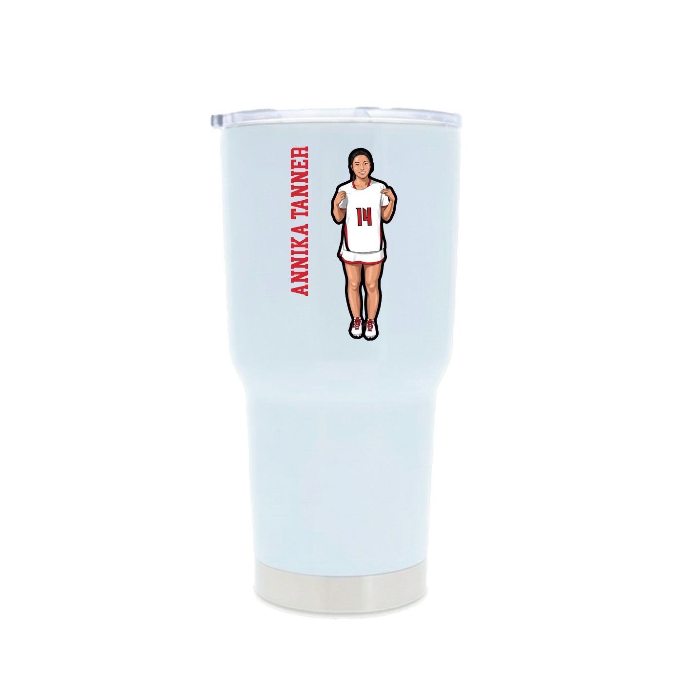 30oz Stainless Steel Tumbler — Name Vertical in White
