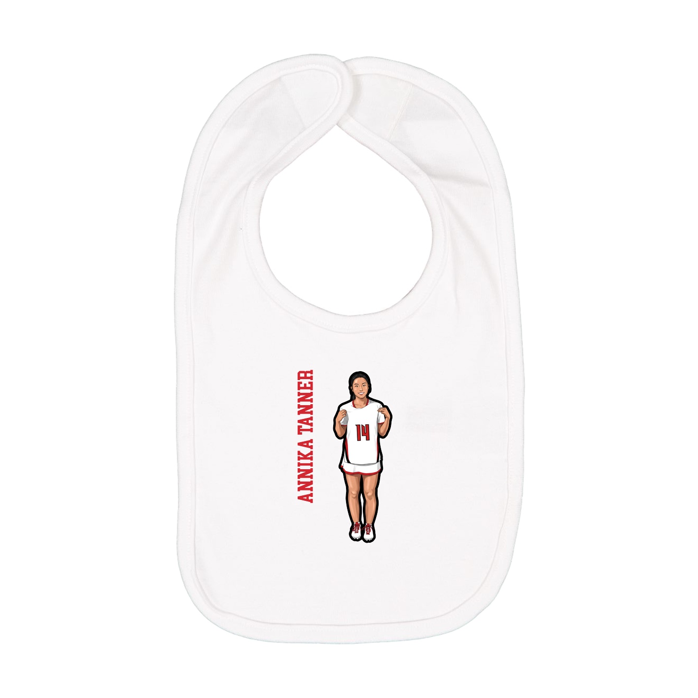 Infant Bib — Name Vertical in White