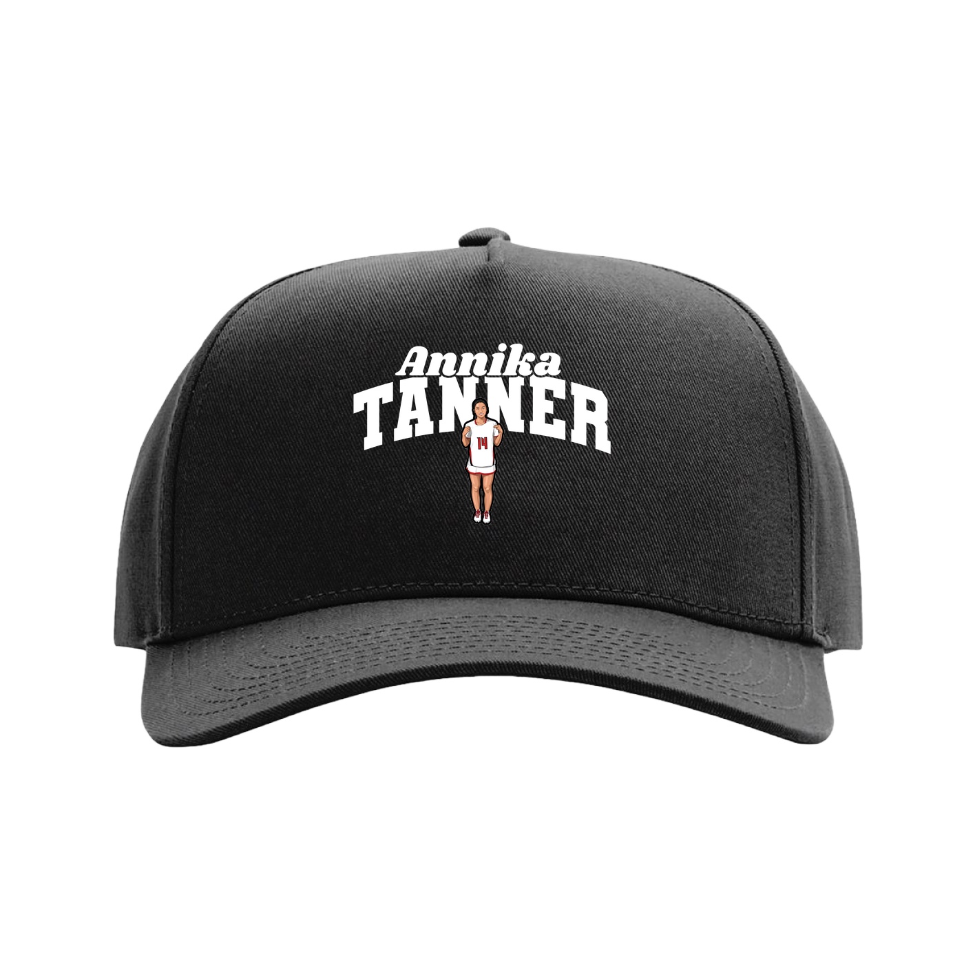Full Fabric Five-Panel Champ Cap — Signature Arch in Black