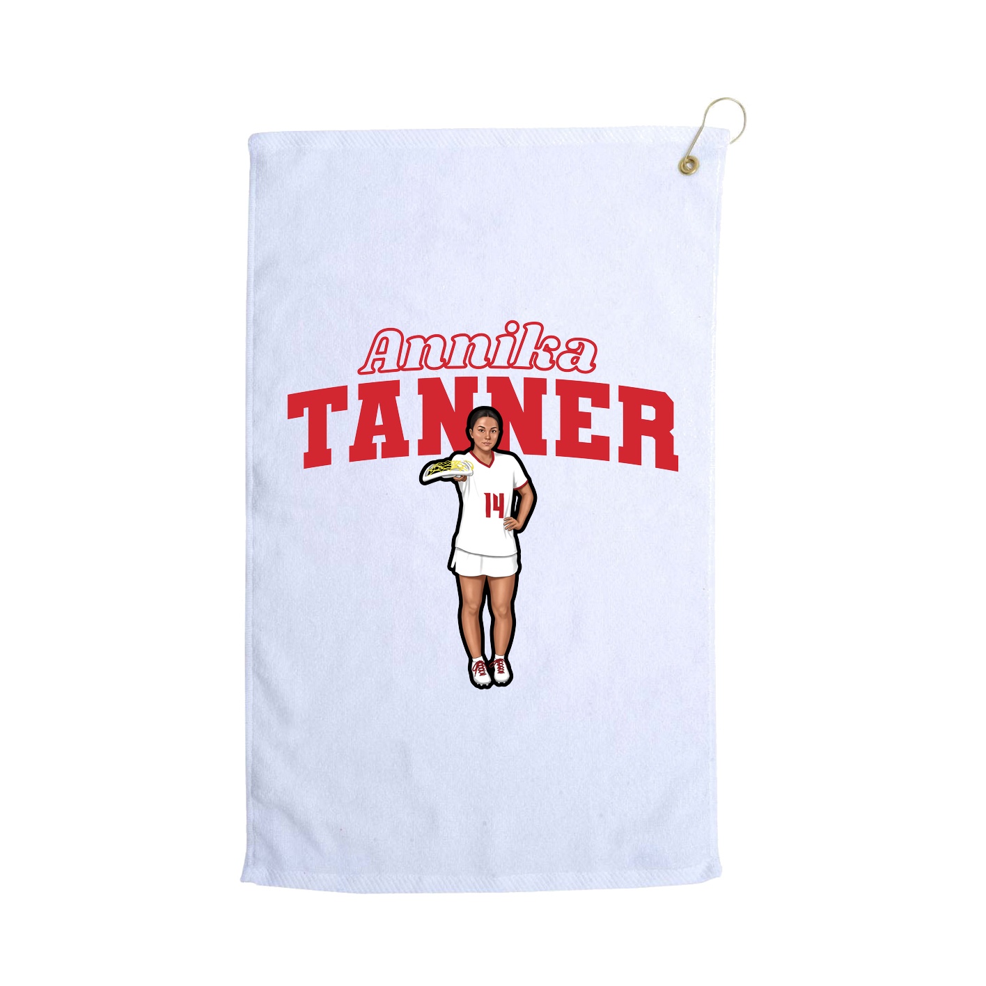 Golf Towel — Name Arch in White