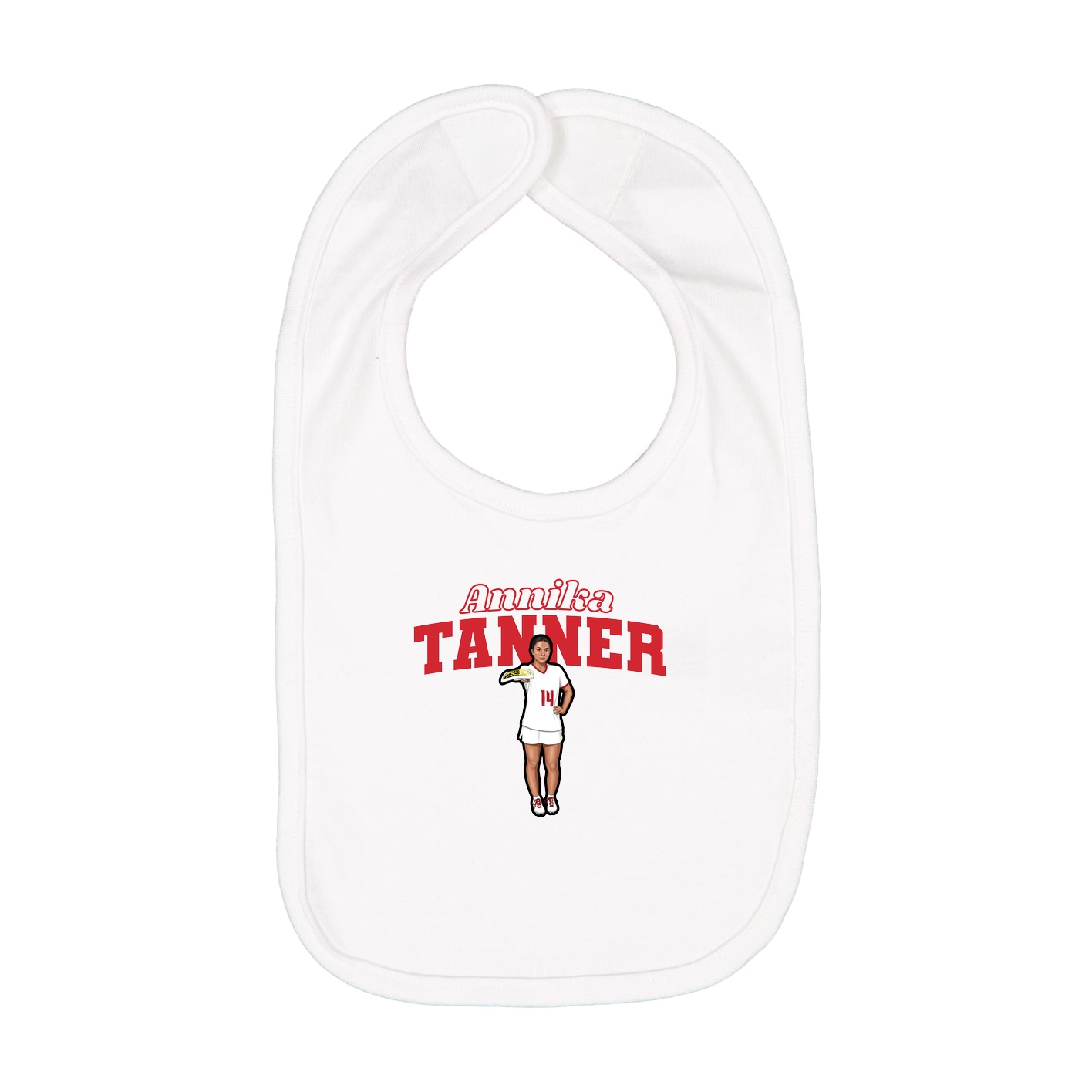Infant Bib — Name Arch in White