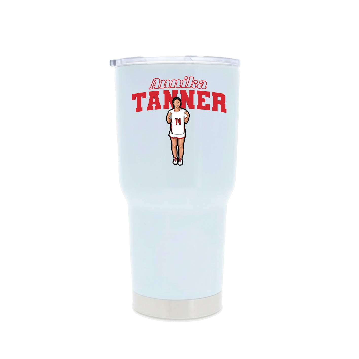 30oz Stainless Steel Tumbler — Name Arch in White