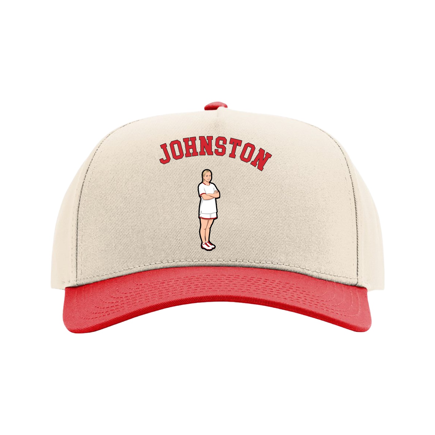 Full Fabric Five-Panel Champ Cap — Shirsey Arch in Cream/Red