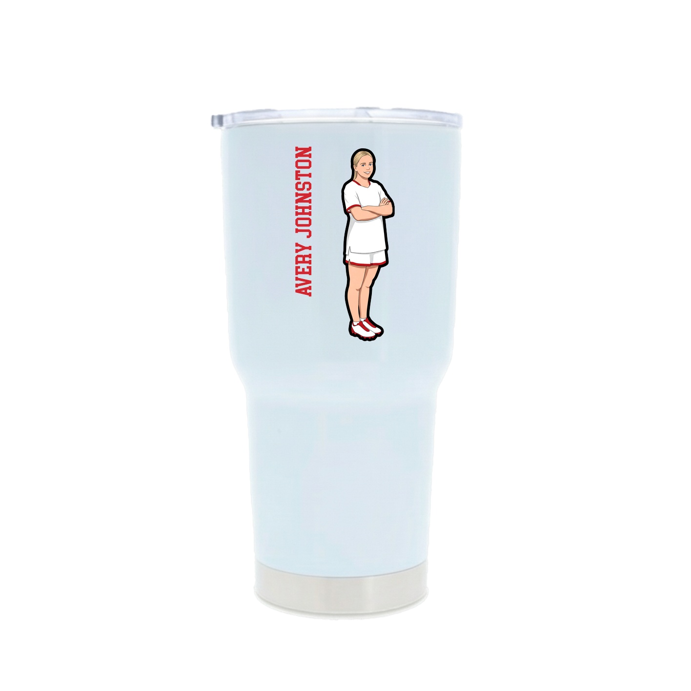 30oz Stainless Steel Tumbler — Name Vertical in White