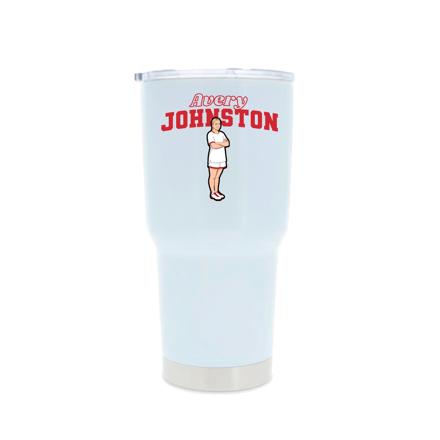 30oz Stainless Steel Tumbler — Name Arch in White