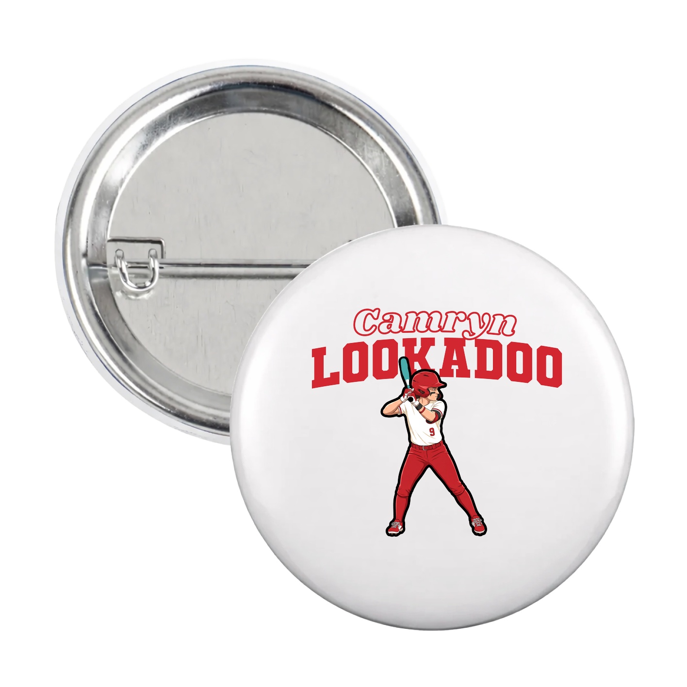 Game Day Button — Name Arch in White