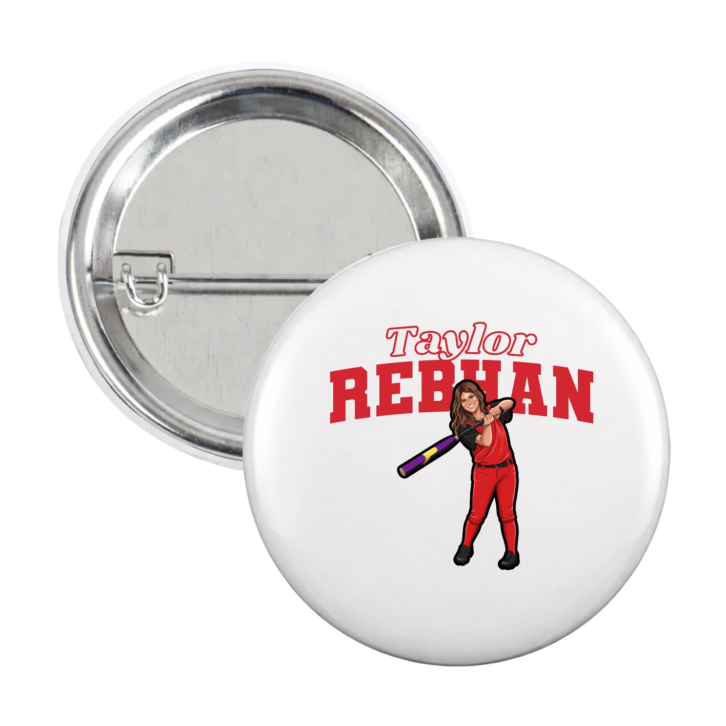 Game Day Button — Name Arch in White