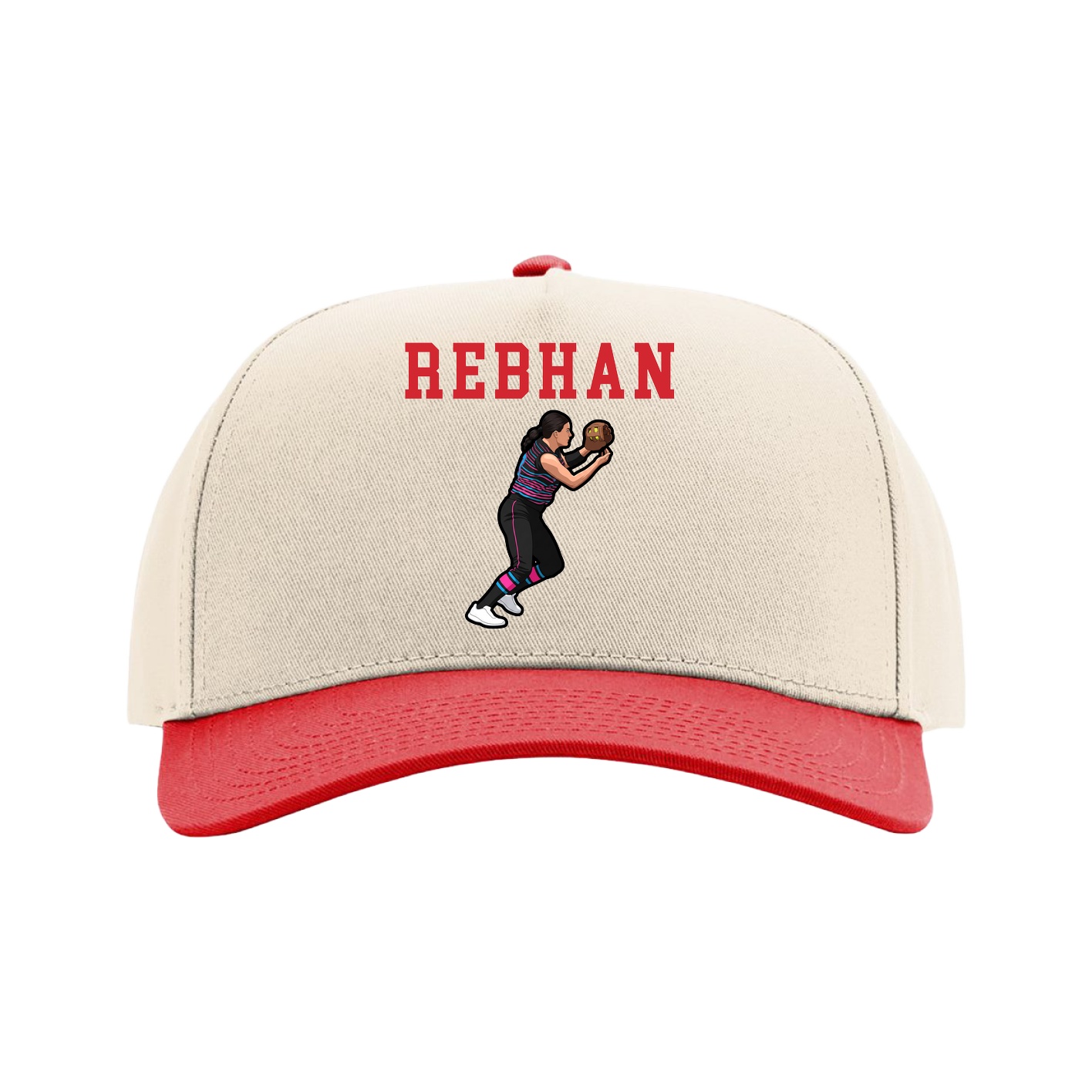 Full Fabric Five-Panel Champ Cap — Shirsey in Cream/Red