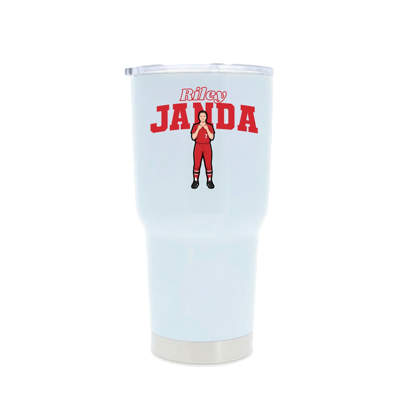 30oz Stainless Steel Tumbler — Name Arch in White