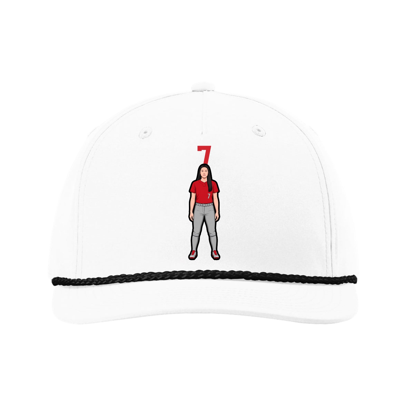 Five-Panel Classic Rope Cap — Number Top in White